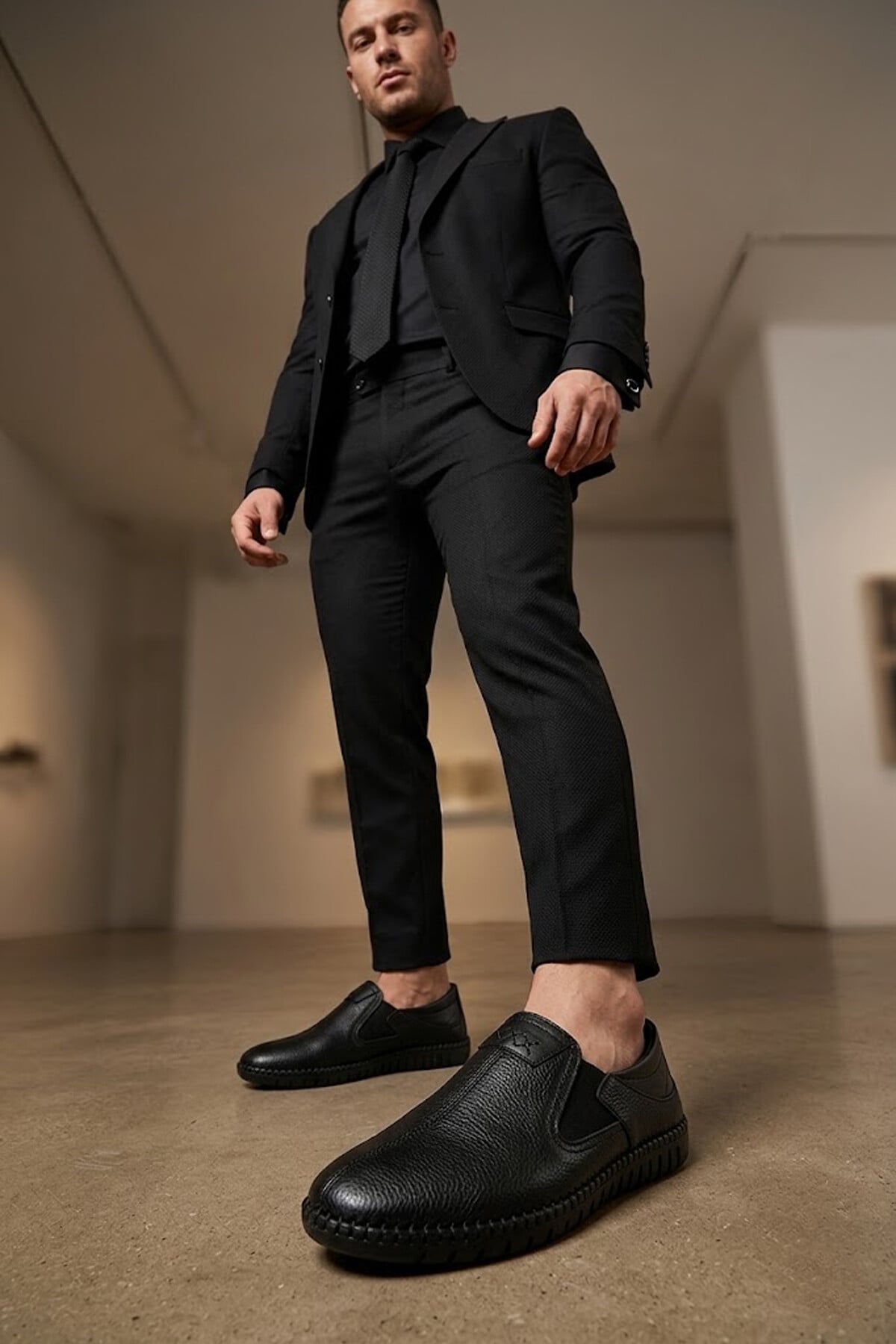 Elit BRK062 Erkek Hakiki Deri Casual Ayakkabı Siyah