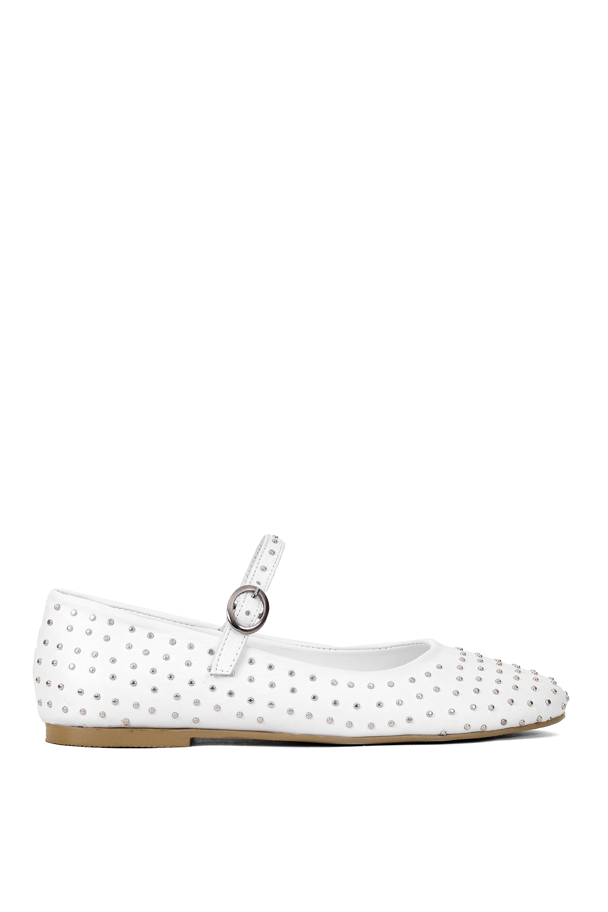 Elit Jada Kadın Hakiki Deri Troklu Babet Beyaz