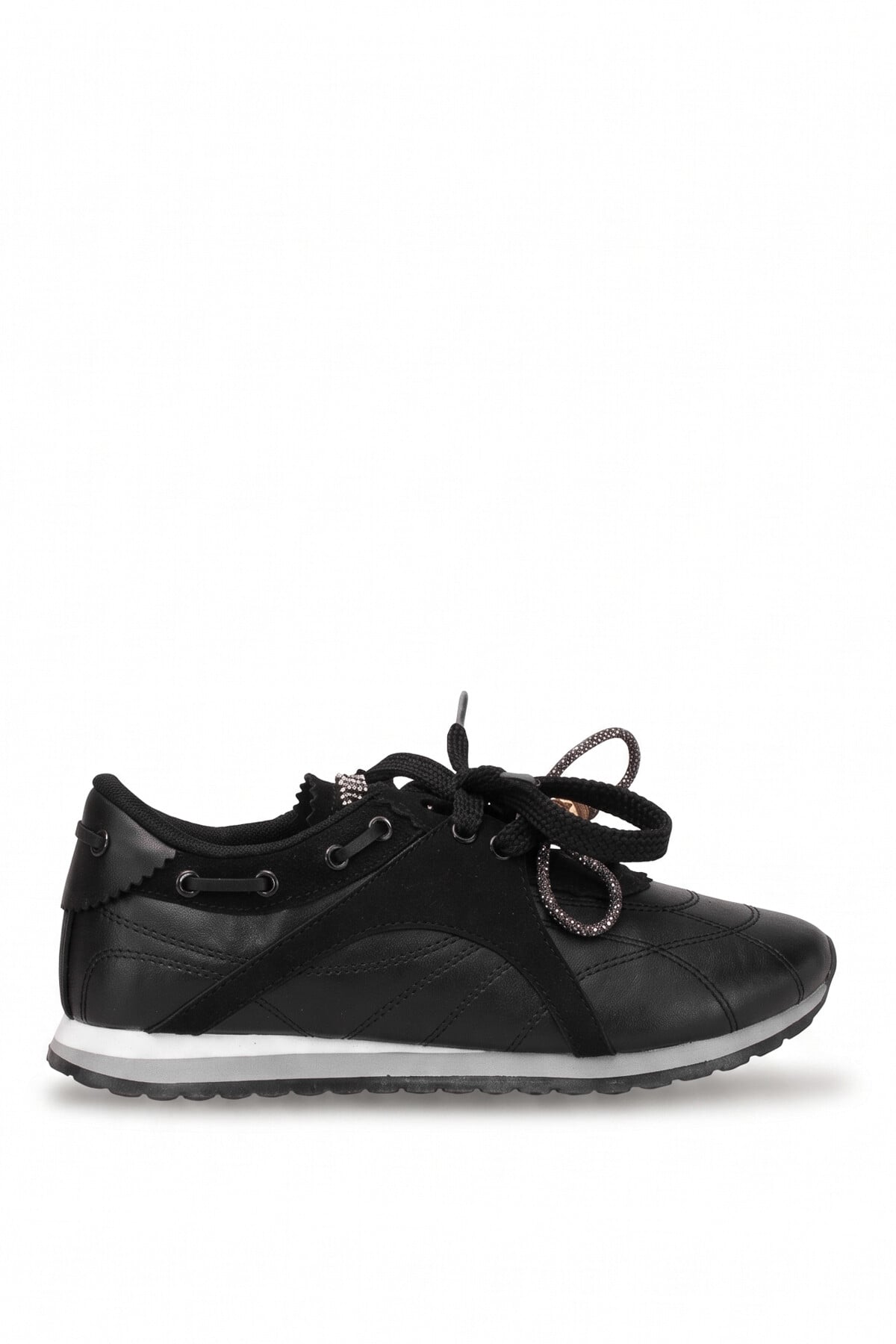 Elit Kcm243 Kadın Taşlı Klasik Sneaker Siyah
