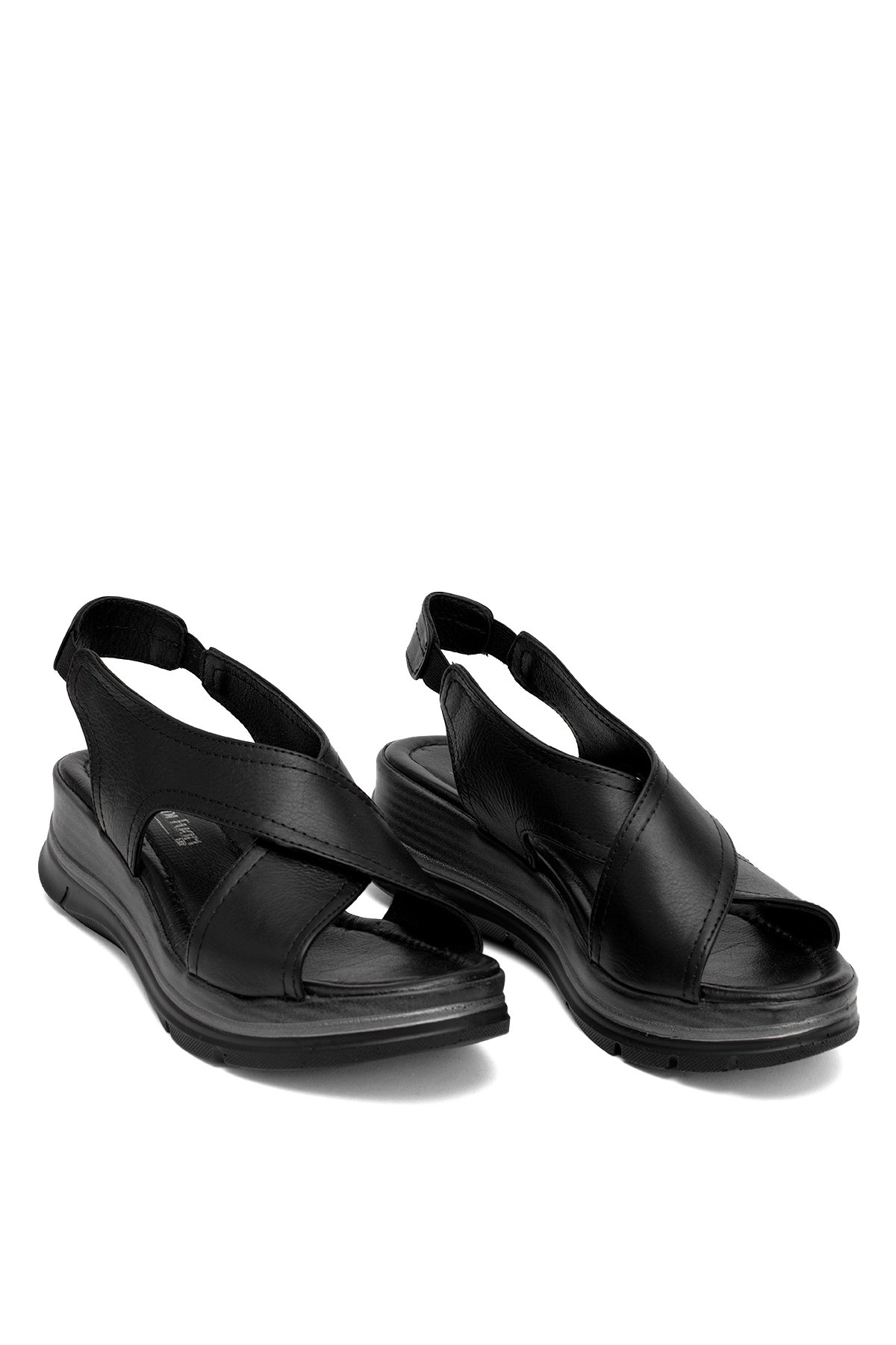 Elit Koc25-62 Kadın Hakiki Deri Dolgu Topuk Sandalet Siyah