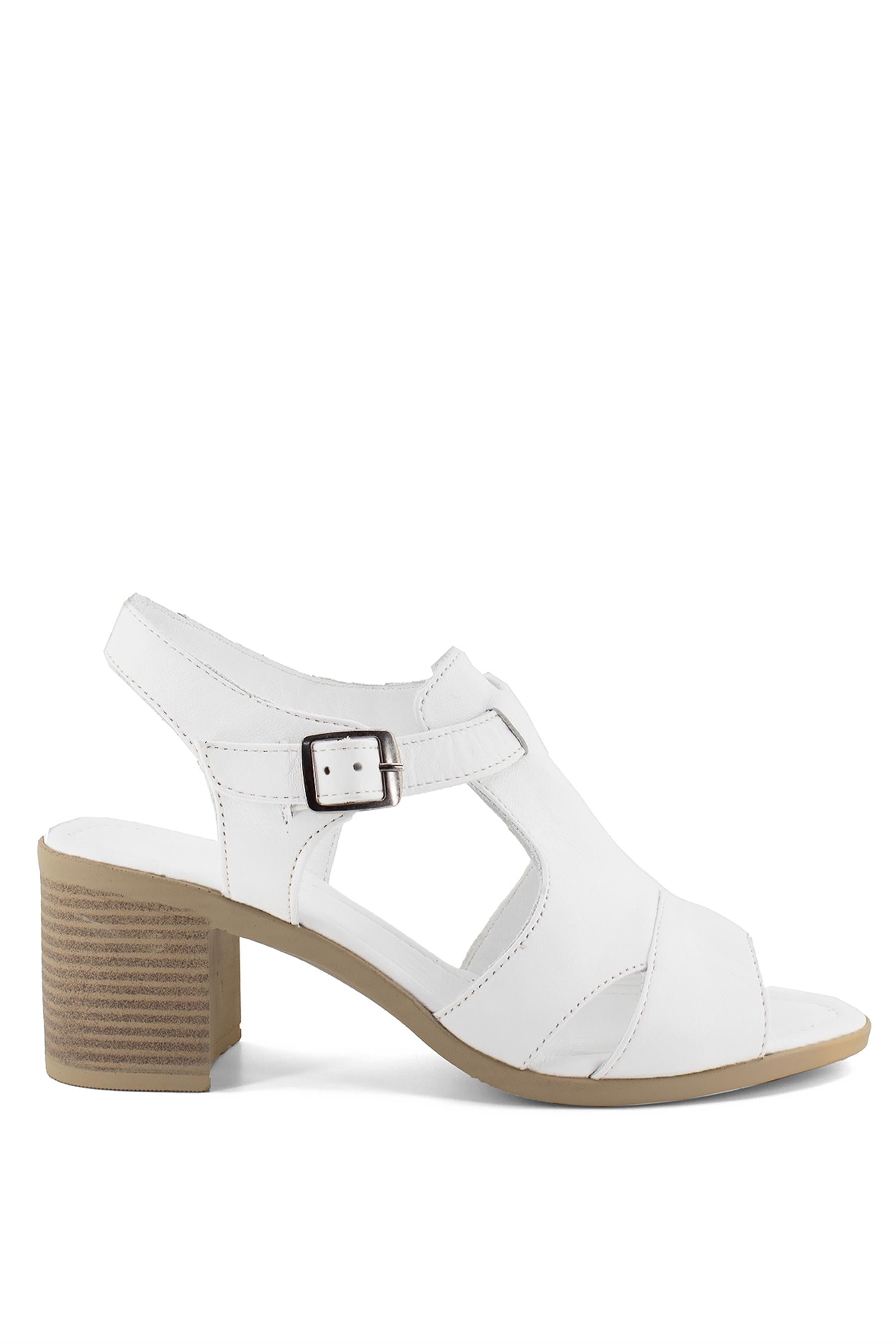 Elit Koc5452C Kadın Hakiki Deri Topuklu Ayakkabı Beyaz