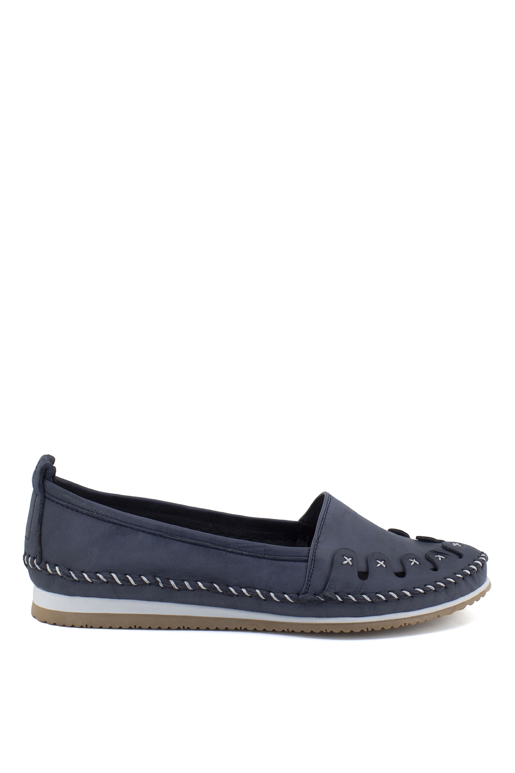 Elit Ky058C Kadın Hakiki Deri Espadril Lacivert