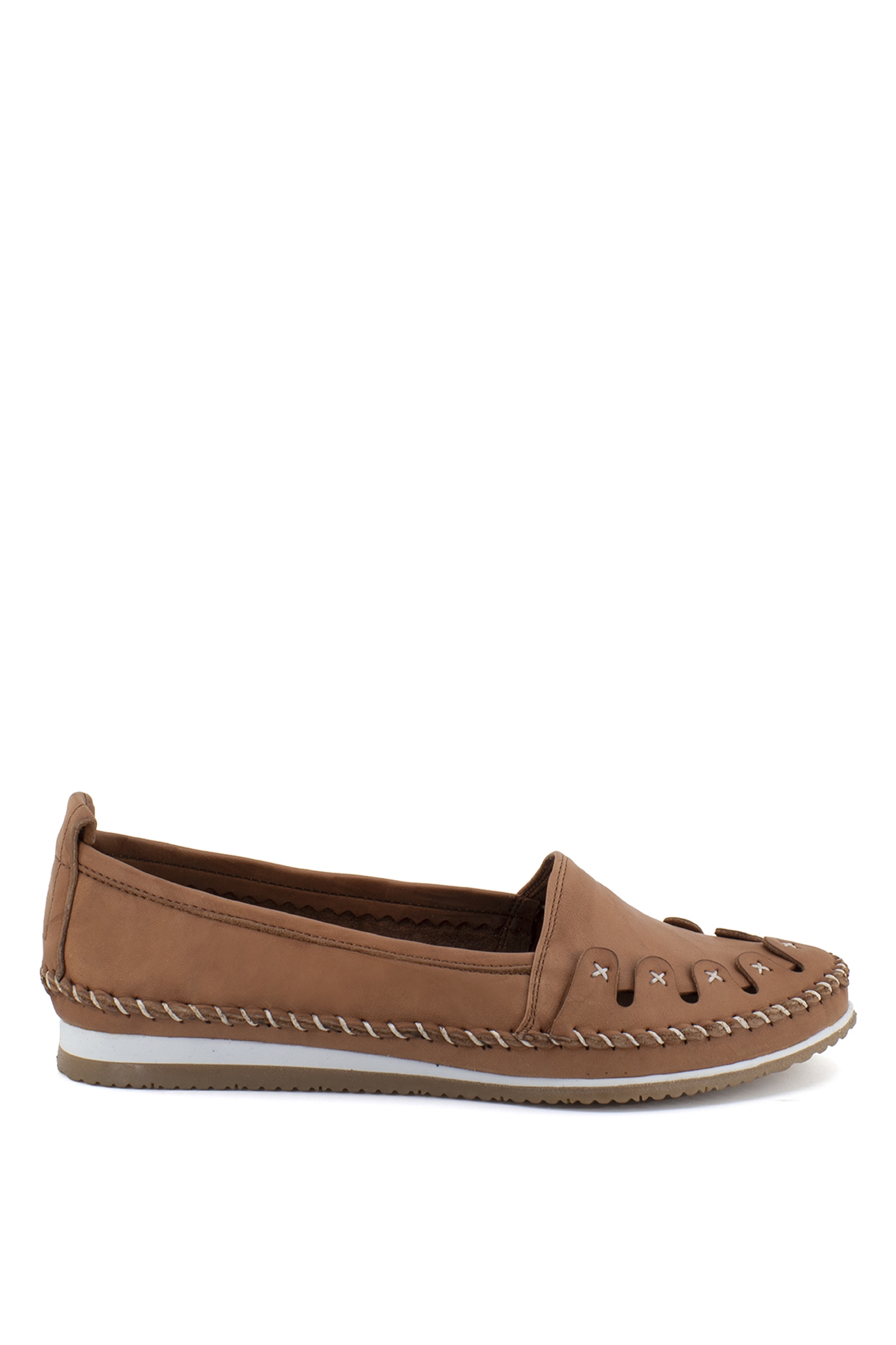 Elit Ky058C Kadın Hakiki Deri Espadril Taba