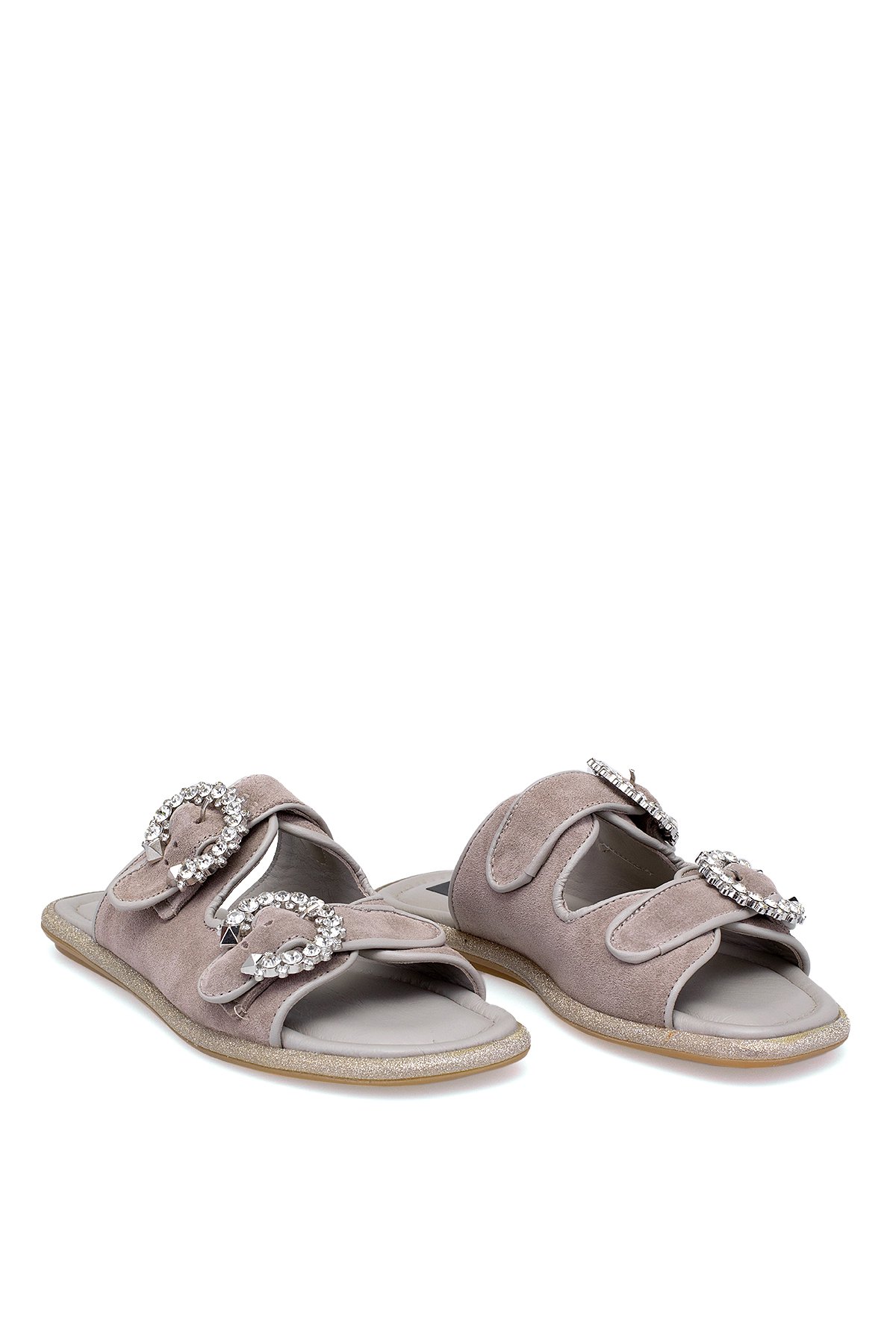 Elit Meliora Kadın Hakiki Deri Düz Terlik Vizon