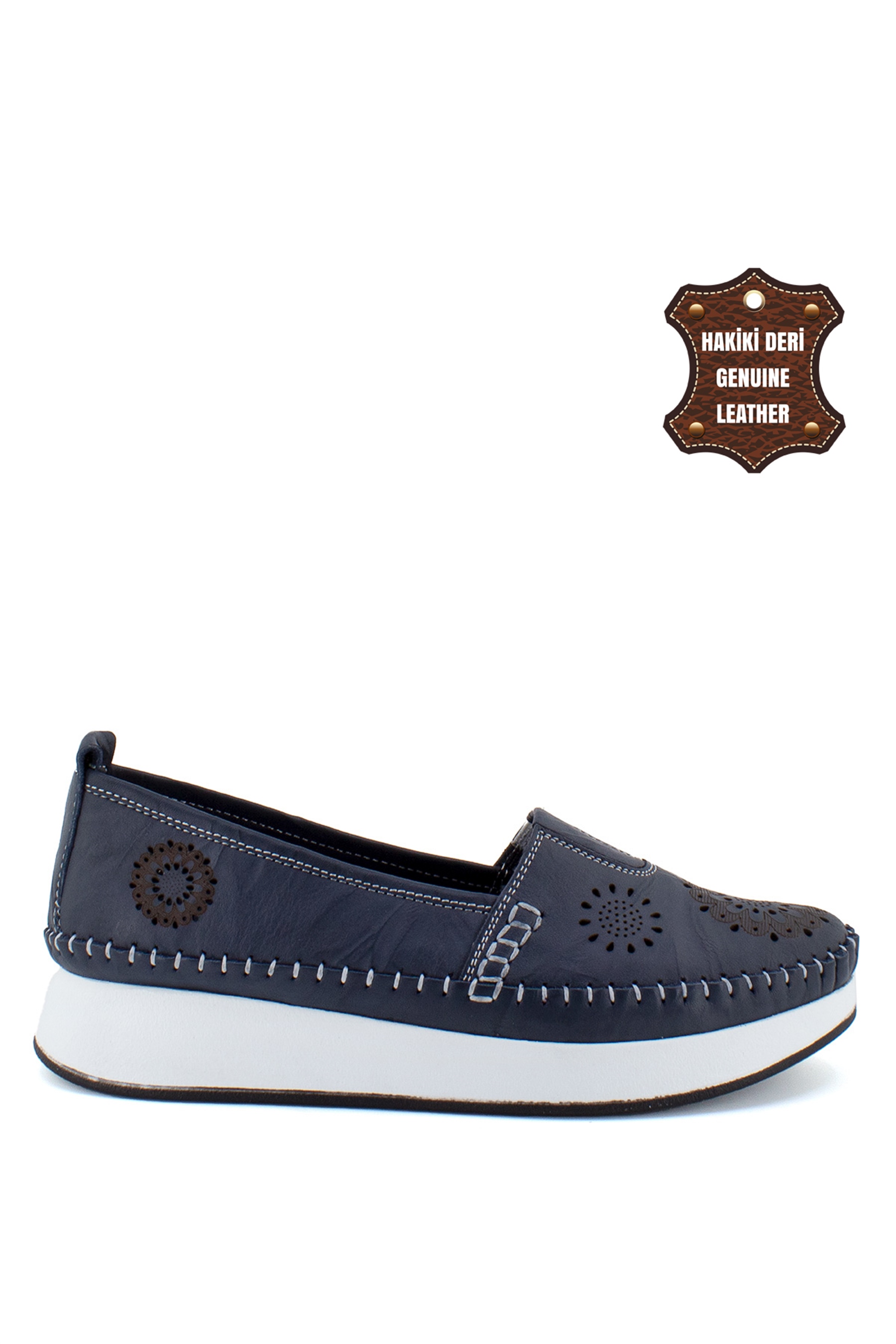 Elit Mn85L21C Kadın Hakiki Deri Espadril Lacivert