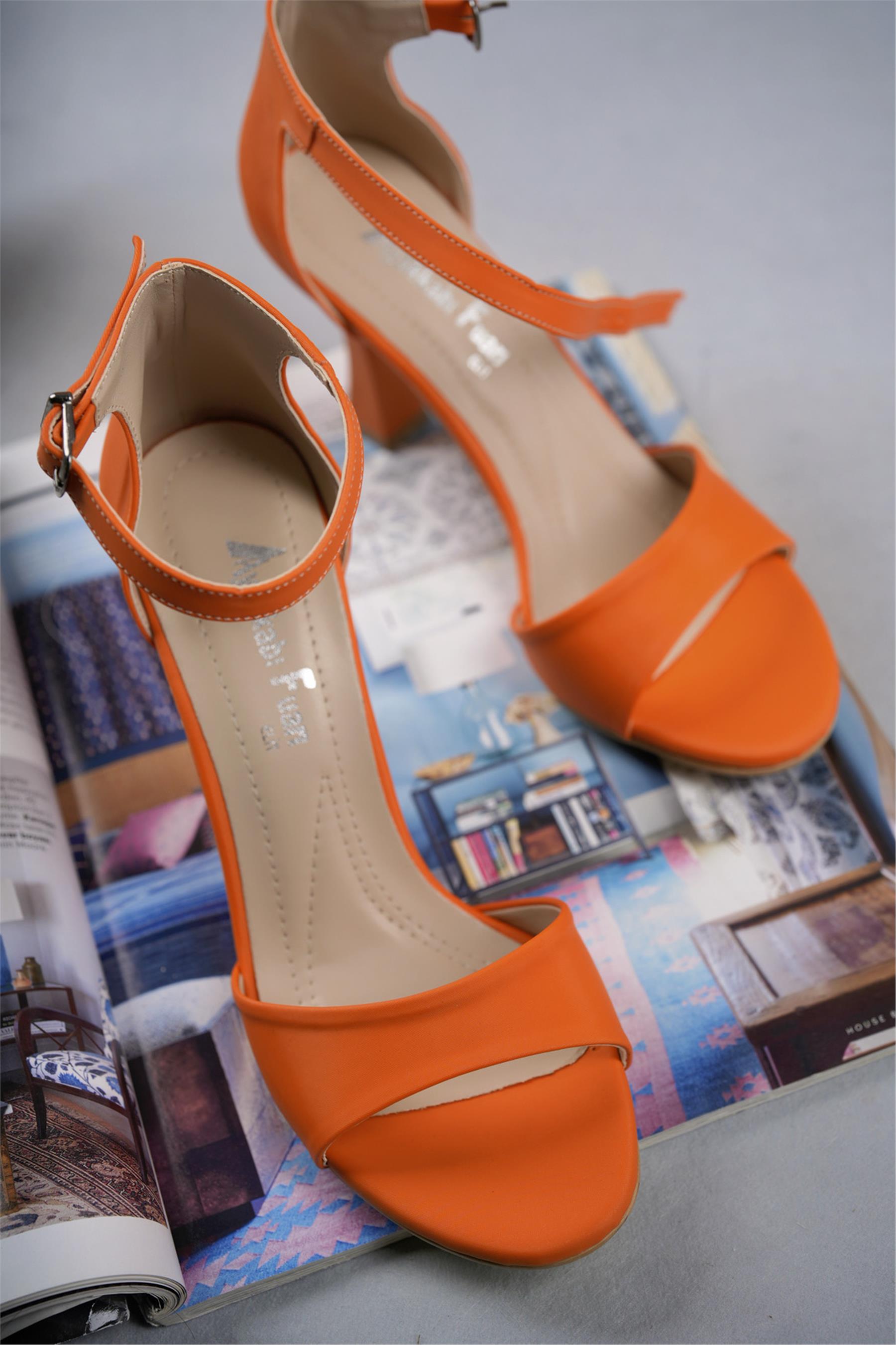 Elit Mst1504T Kadın Topuklu Ayakkabı Turuncu