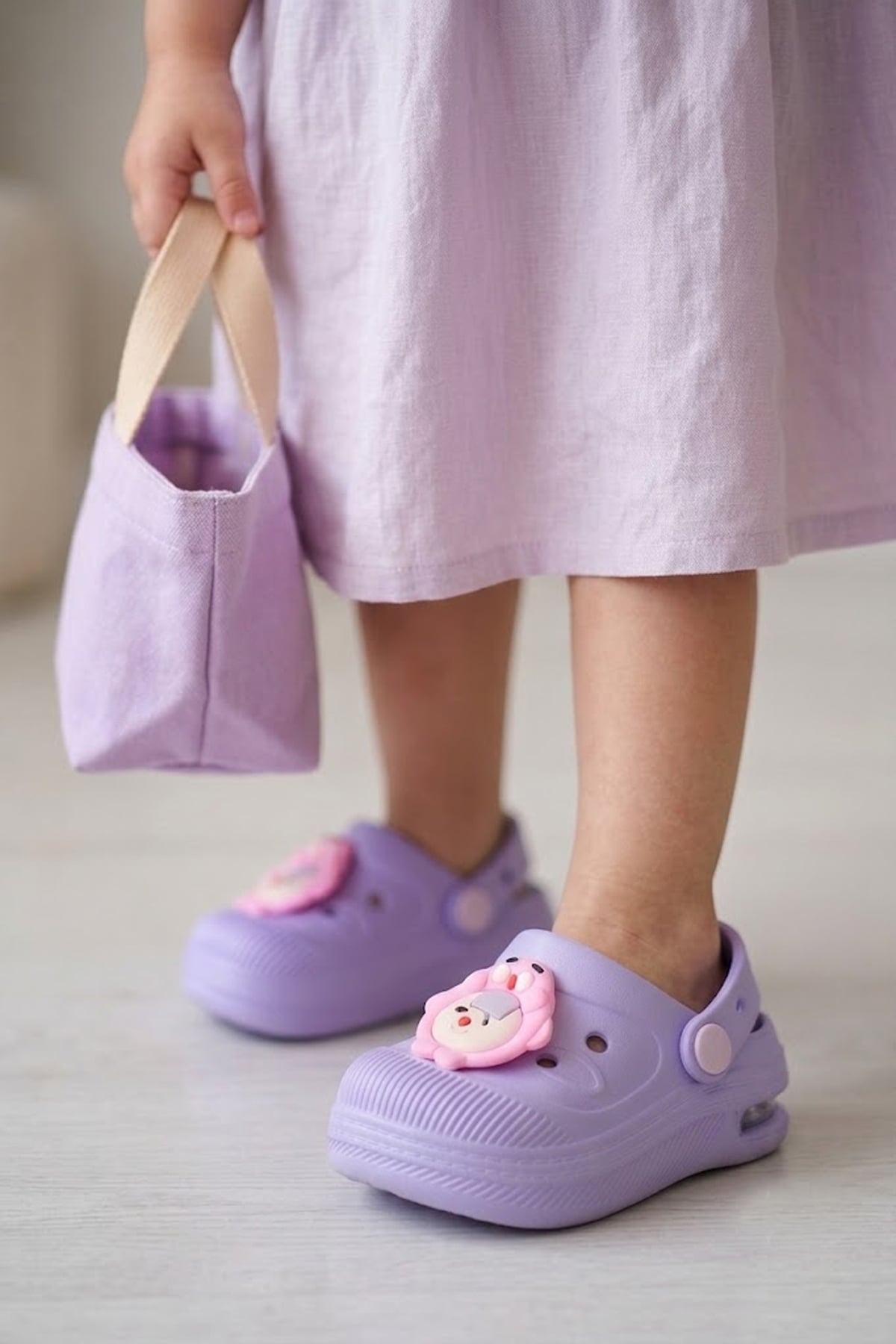 Elit MYS2316 Bebe-Patik Çocuk Emojili Işıklı Sabo Terlik Lila