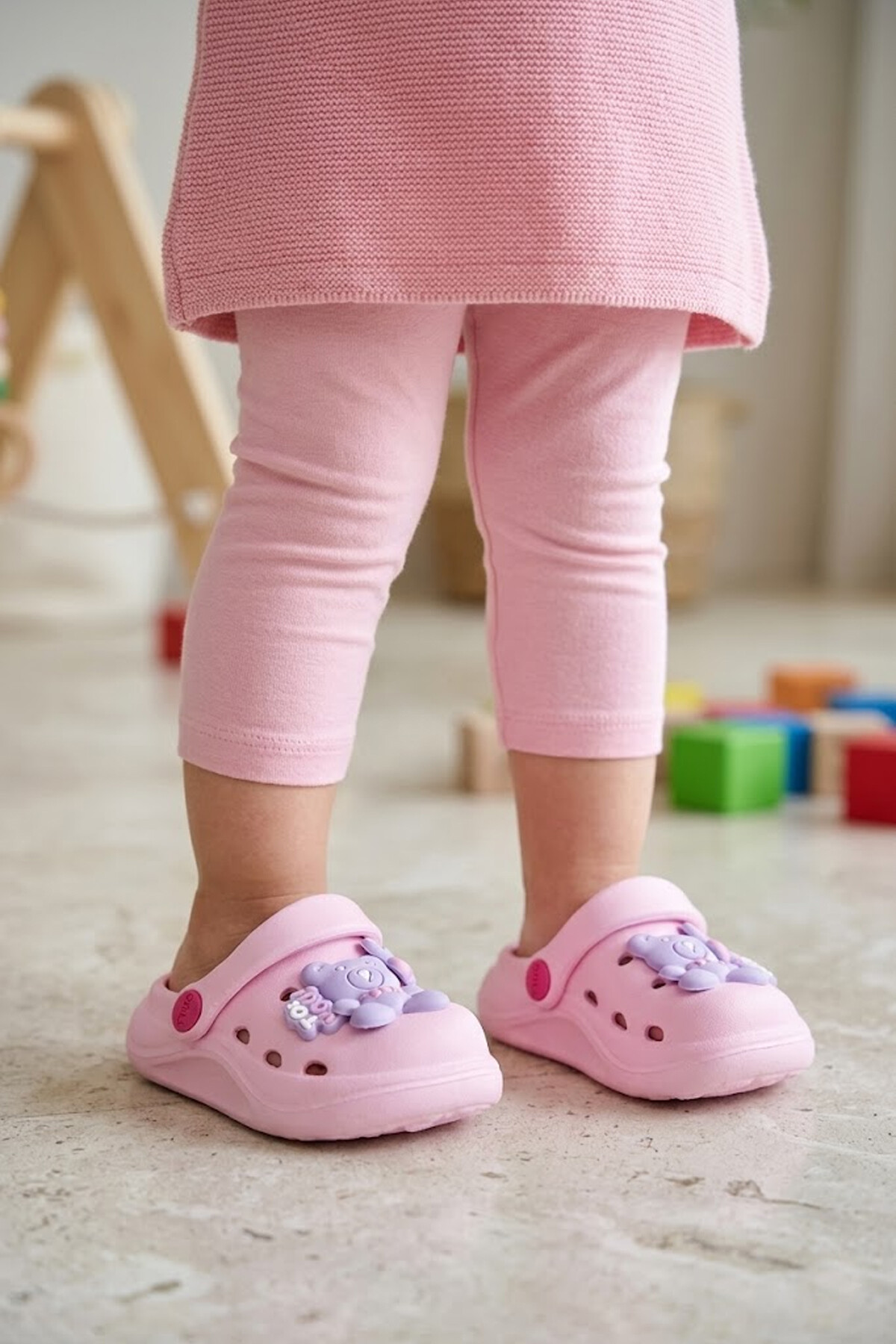 Elit MYS303 Bebe Kız Çocuk Emojili Sabo Terlik Pembe