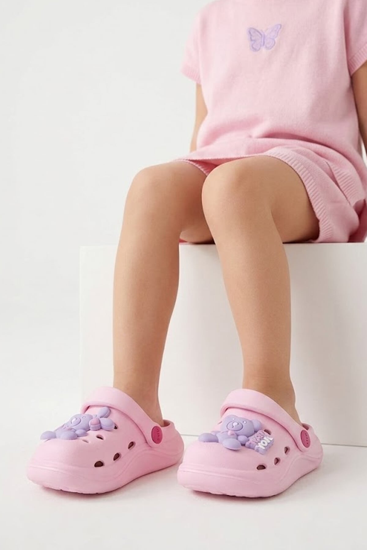 Elit MYS303 Patik Kız Çocuk Emojili  Sabo Terlik Pembe