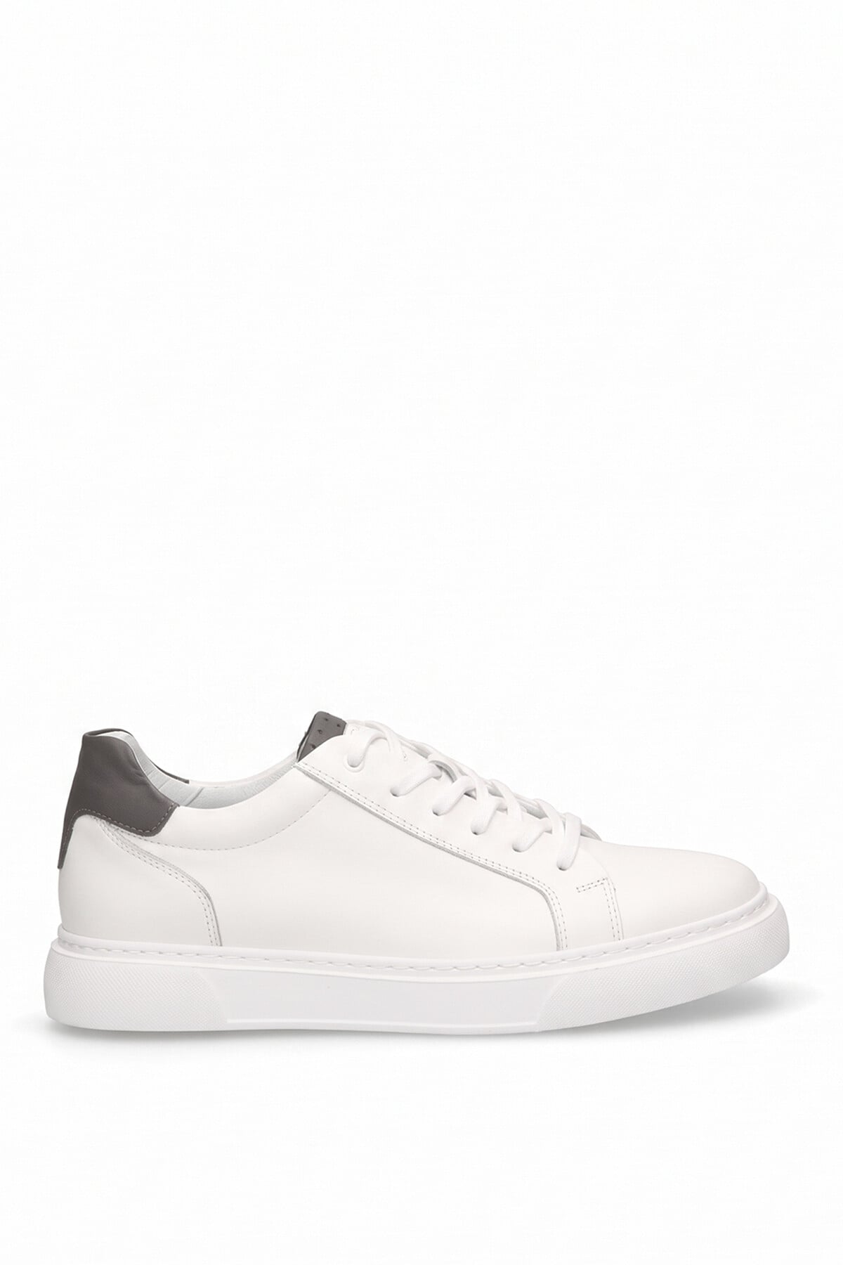 Elit RGO1773 Erkek Hakiki Deri Klasik Sneaker Beyaz - Gri