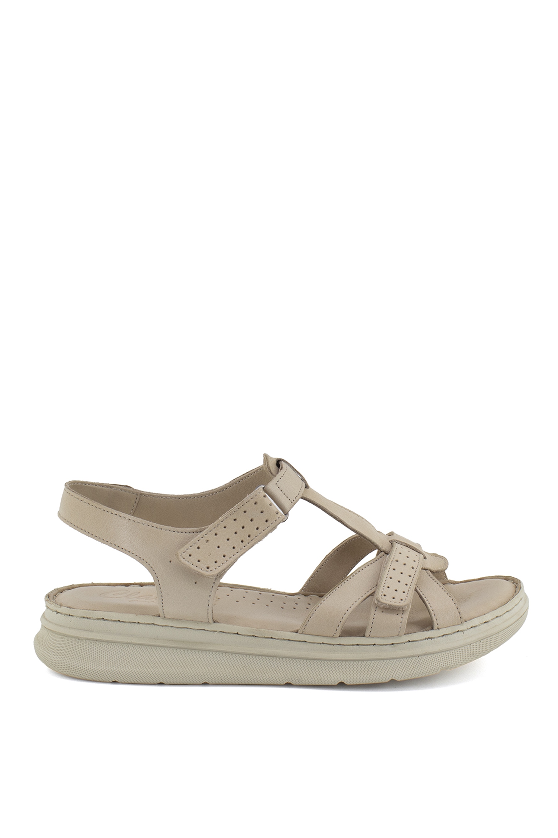 Elit Vr03C Kadın Hakiki Deri Sandalet Bej