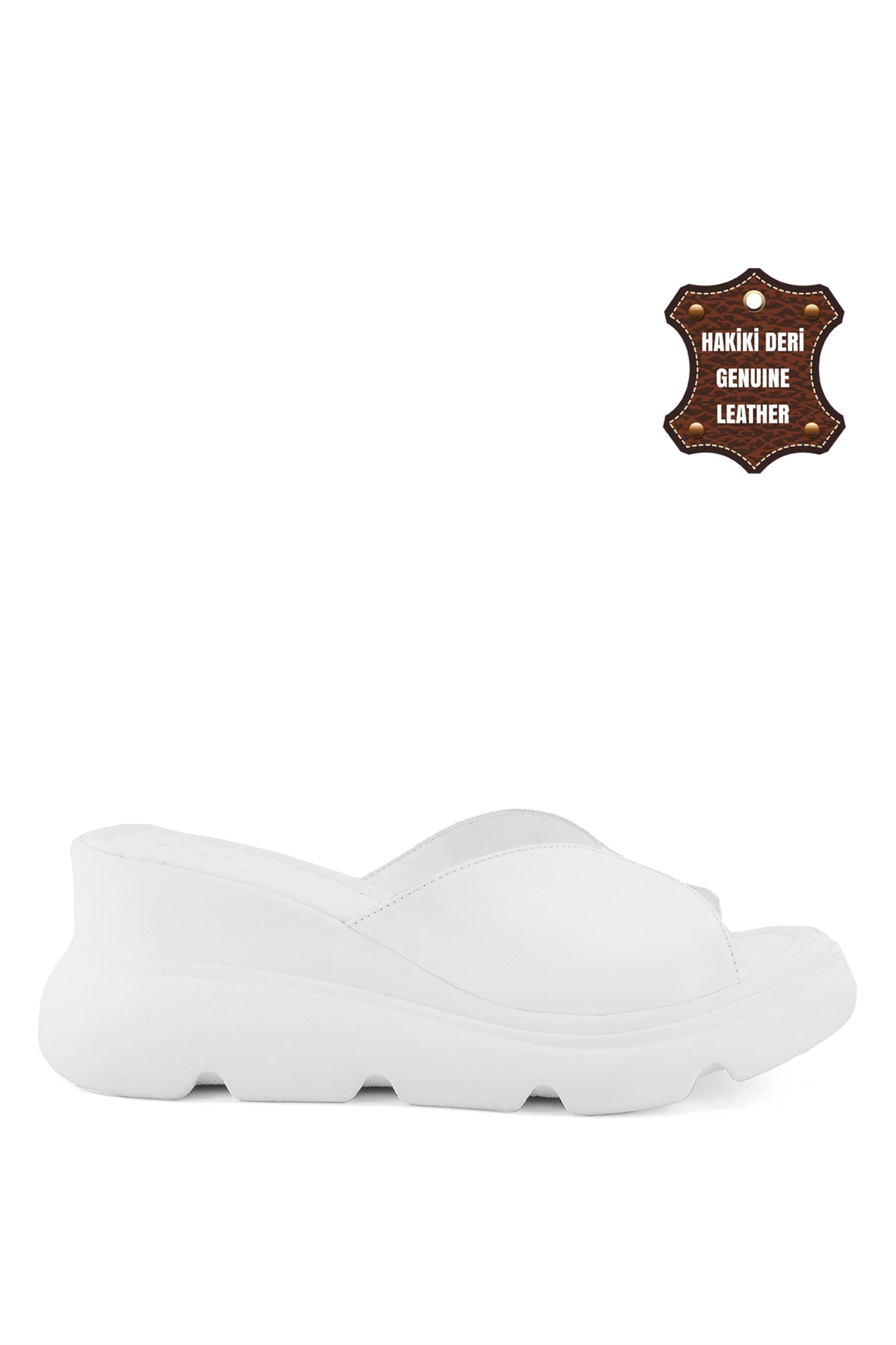 Elit Wll7776C Kadın Hakiki Deri Terlik Beyaz