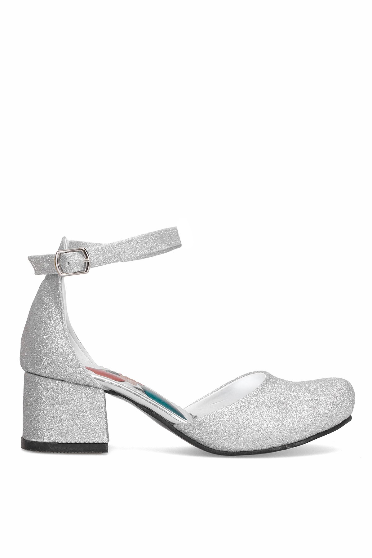 Elit YB-F-Karnıyarık-25Y Filet toKız Çocuk Klasik Topuklu Ayakkabı Gümüş