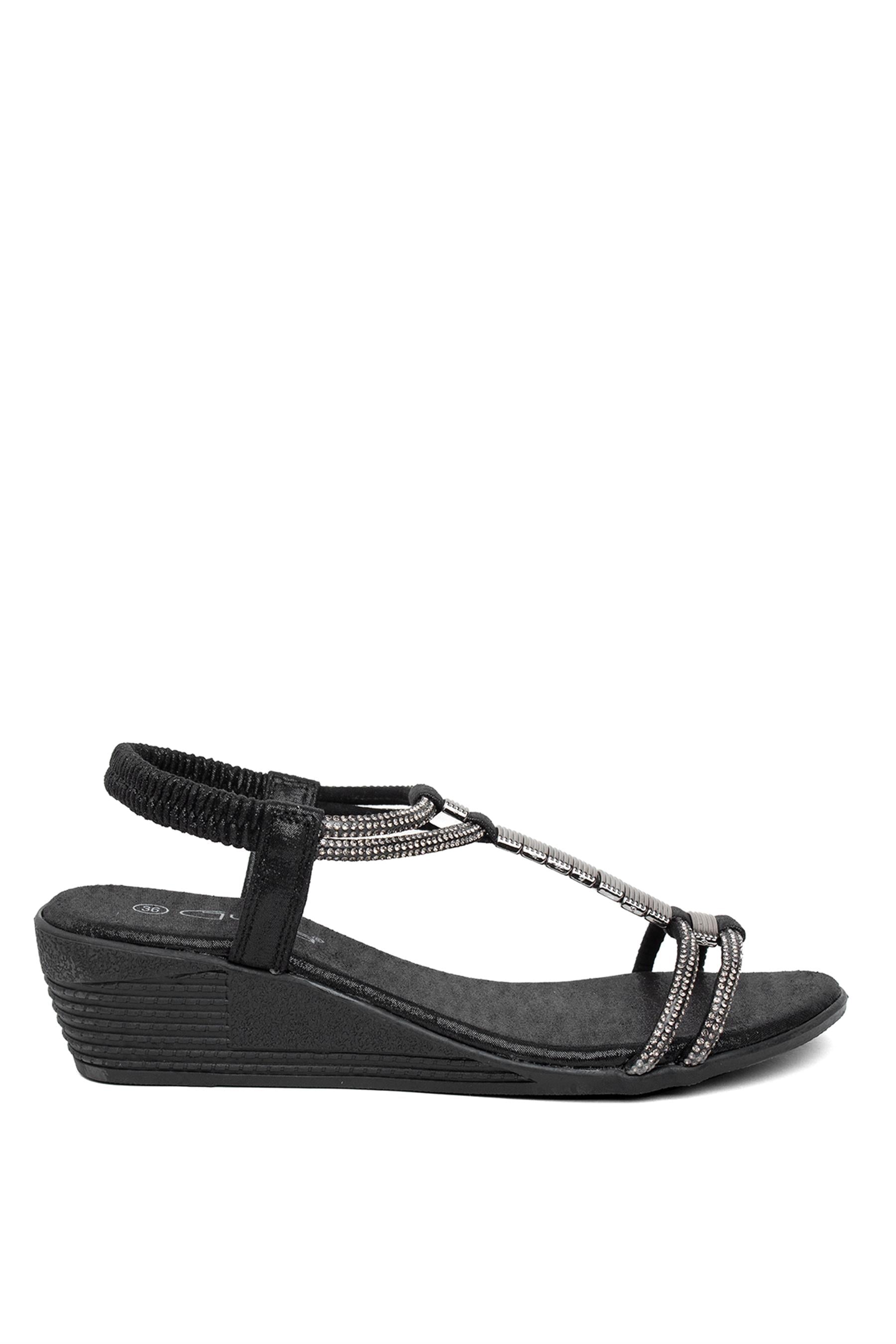 Guja 24Y145-1 Kadın Dolgu Topuk Sandalet Siyah