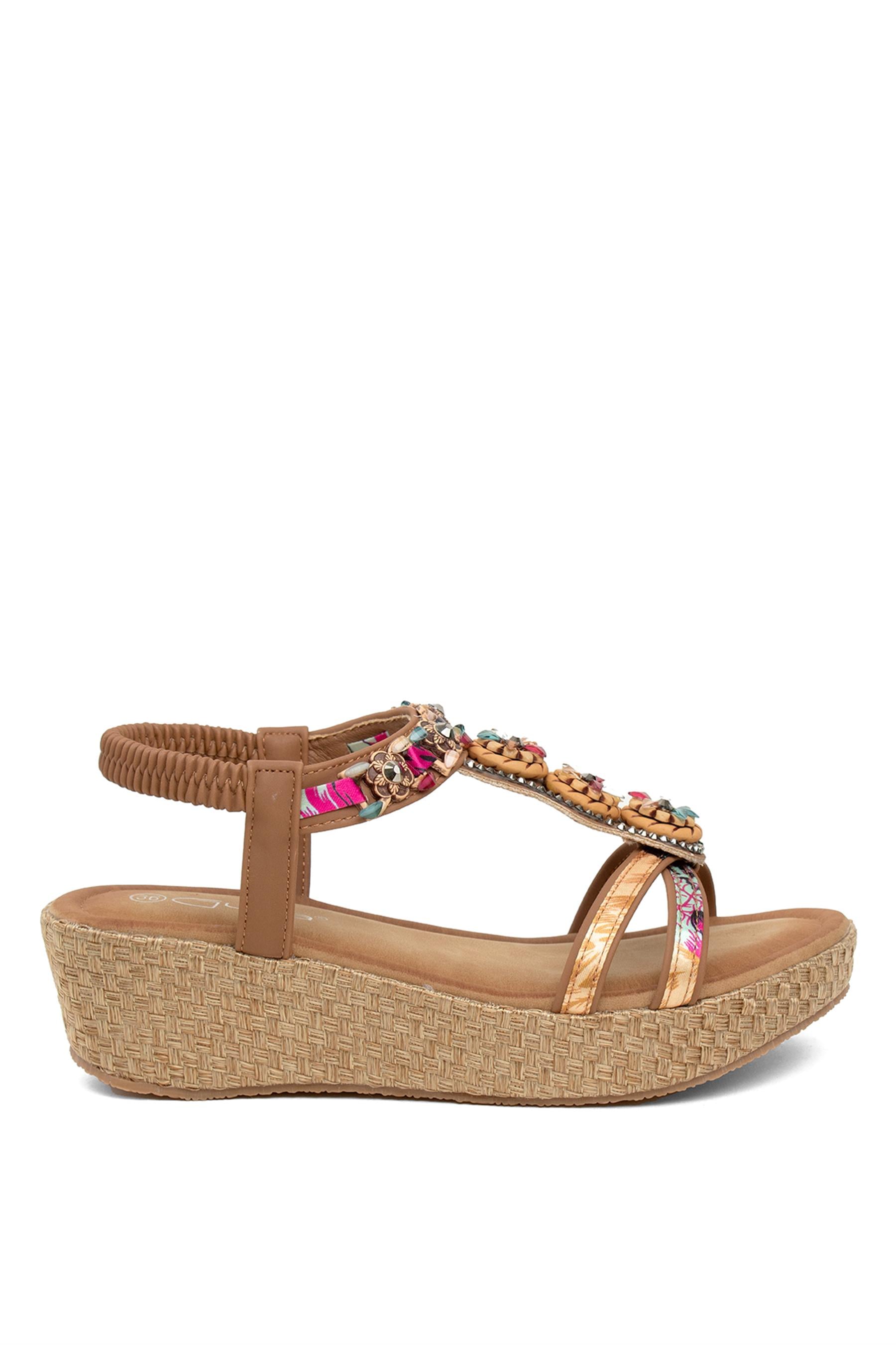 Guja 24Y155 Kadın Dolgu Topuk Sandalet Camel