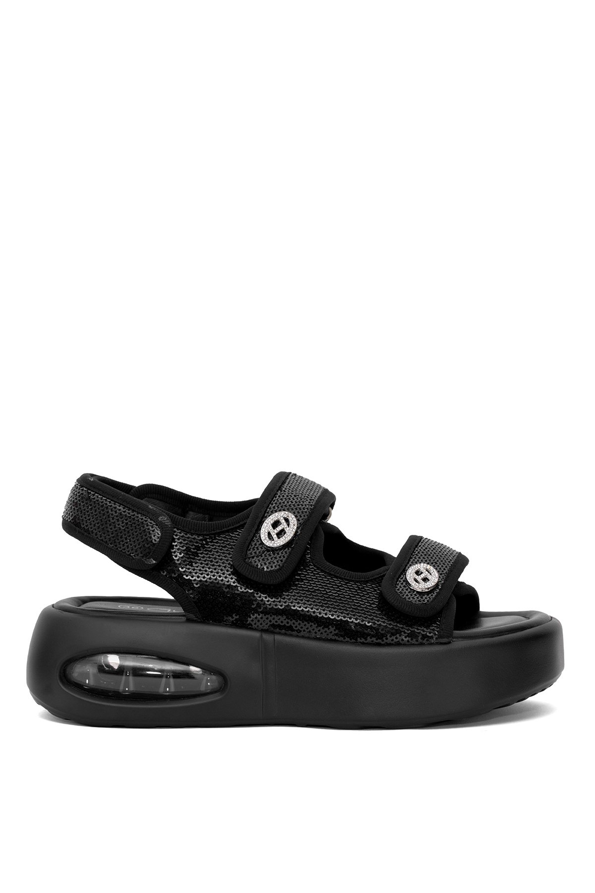 Guja 25Y418-2 Kadın Taşlı Düz Sandalet Siyah