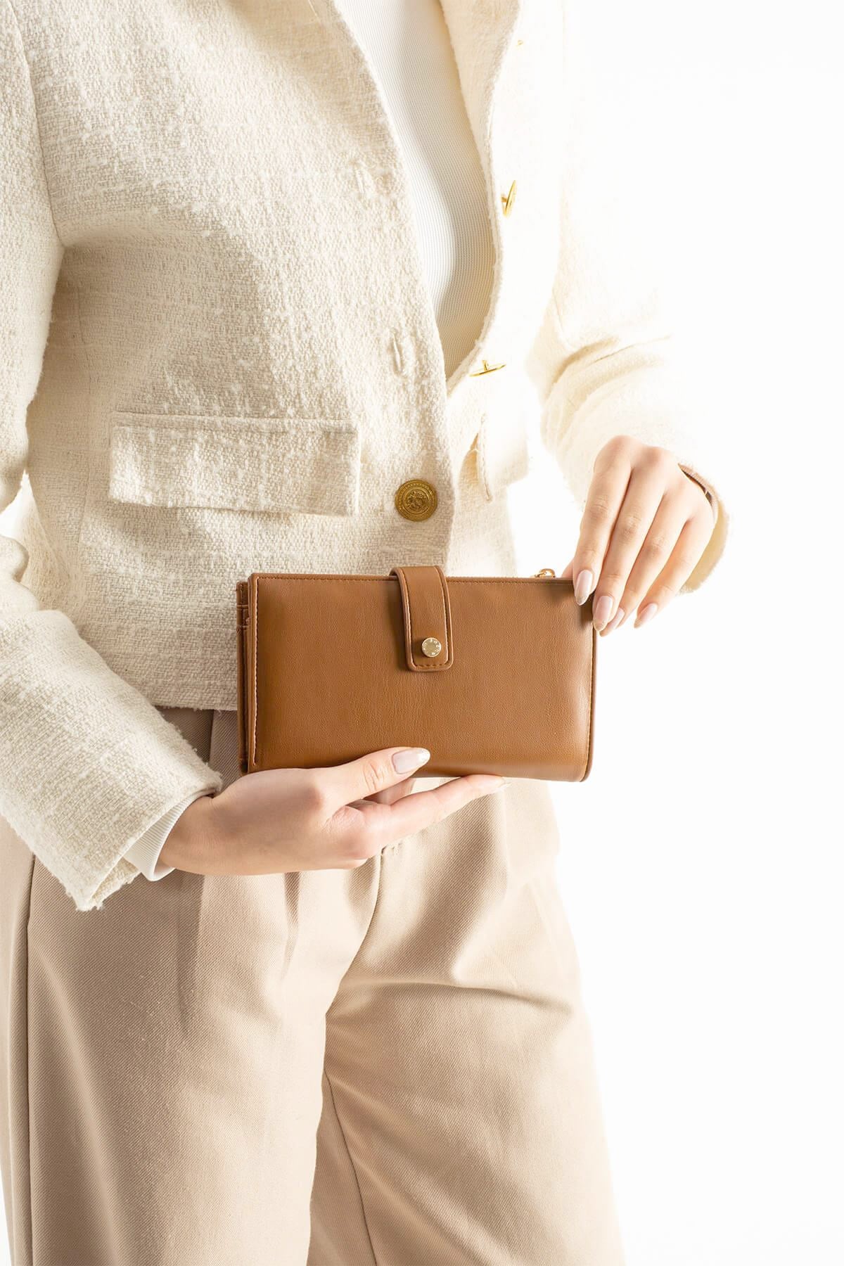 Jacquline CLCZ049C Kadın Cüzdan Taba