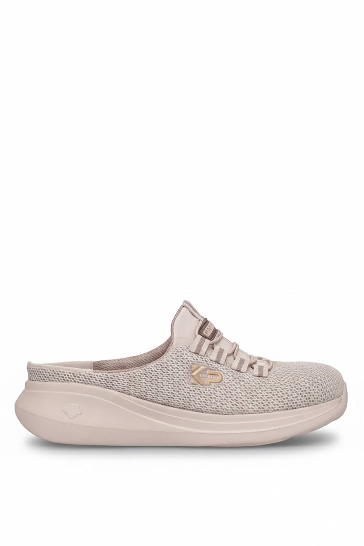 King Paolo D5109 Krakers Sabo Kadın Memory Foam Düz Sandalet Bej