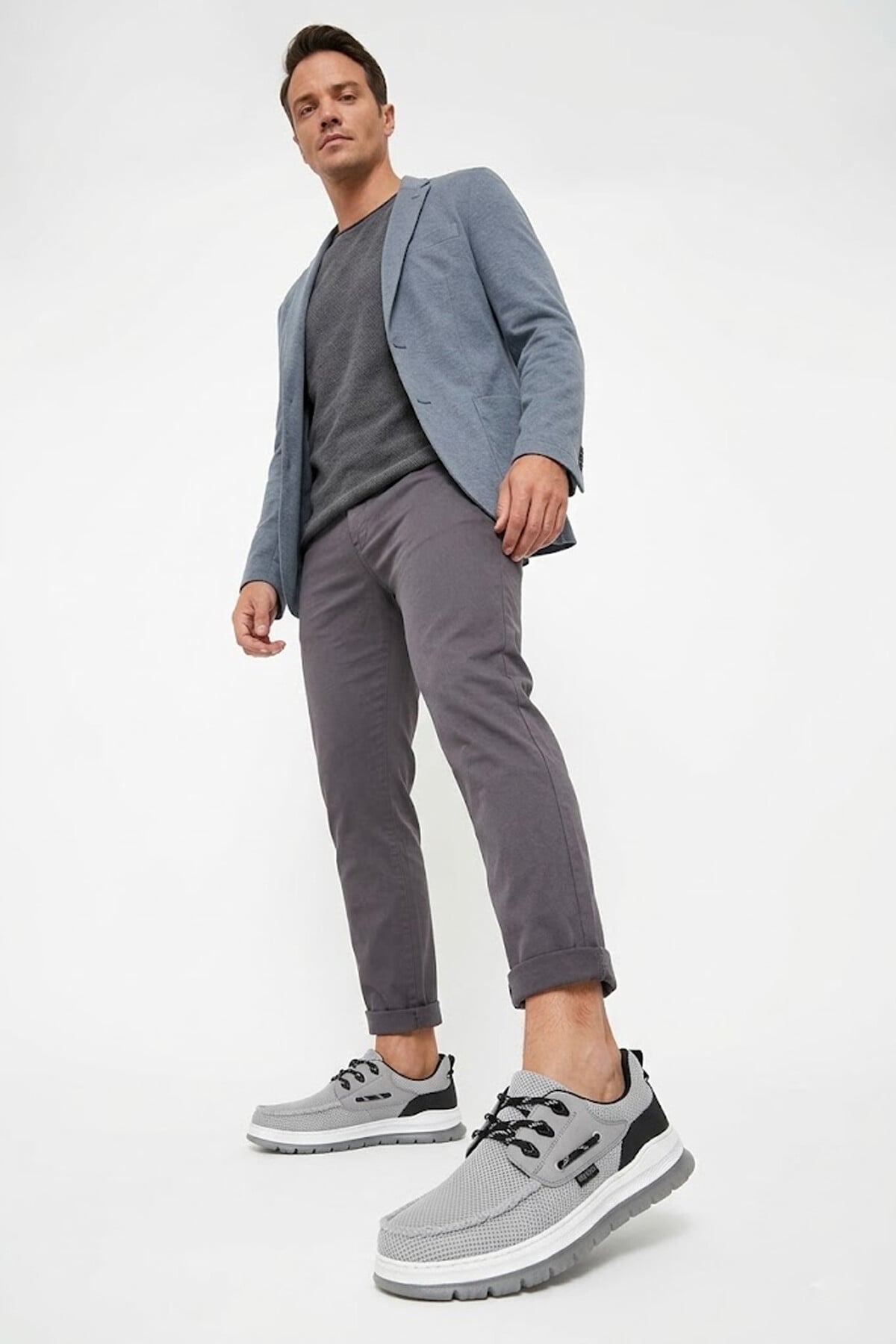 King Paolo K1339 Hawai Erkek Memory Foam Casual Ayakkabı Gri