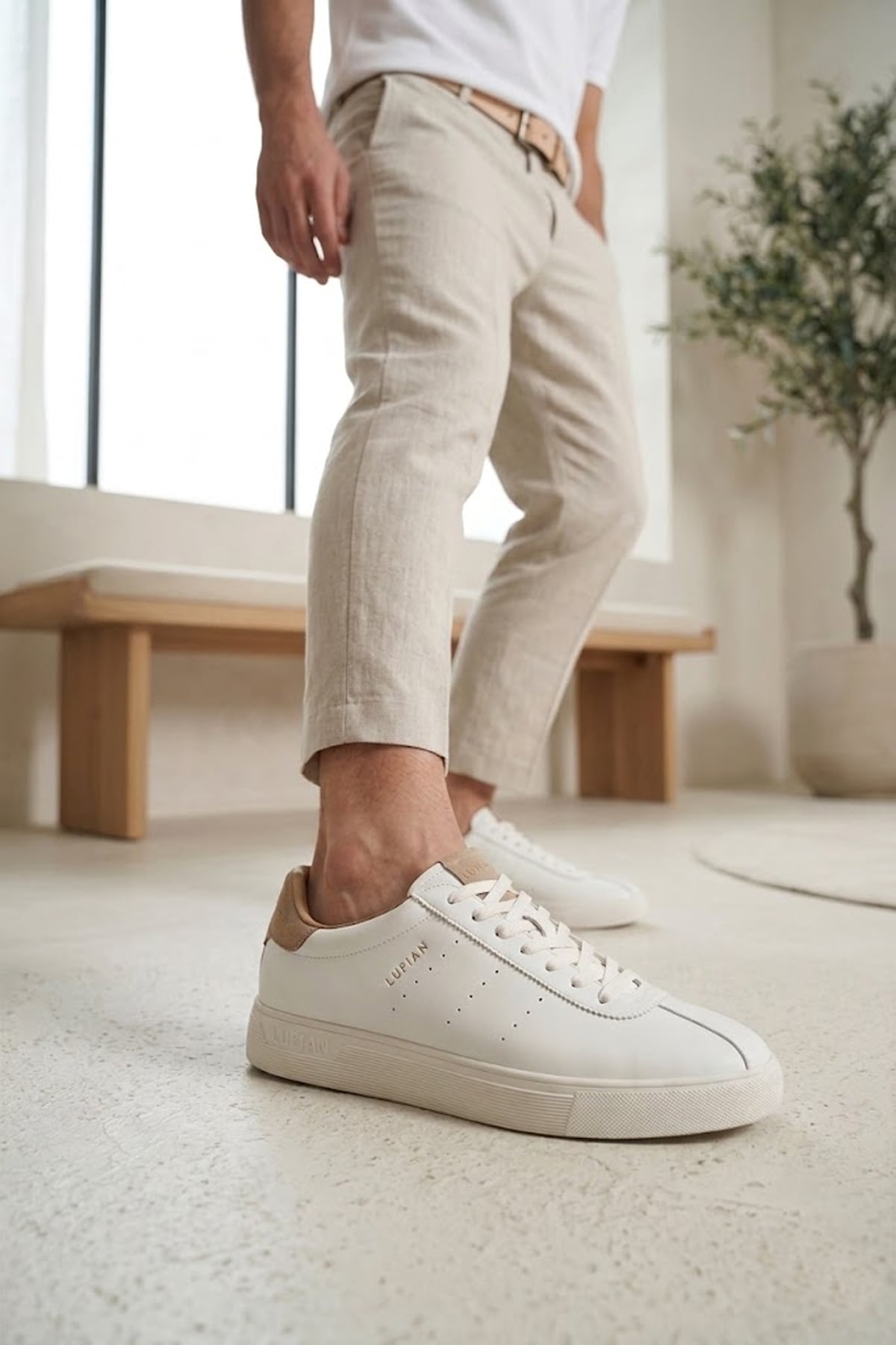 Lufian 111230293 Paul Erkek Hakiki Deri Klasik Sneaker Beyaz