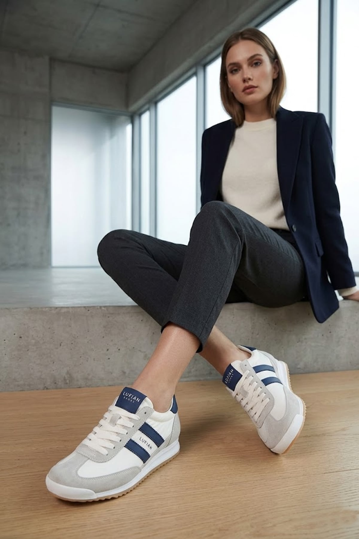 Lufian 121230067 Greta Kadın Hakiki Deri Klasik Sneaker Lacivert
