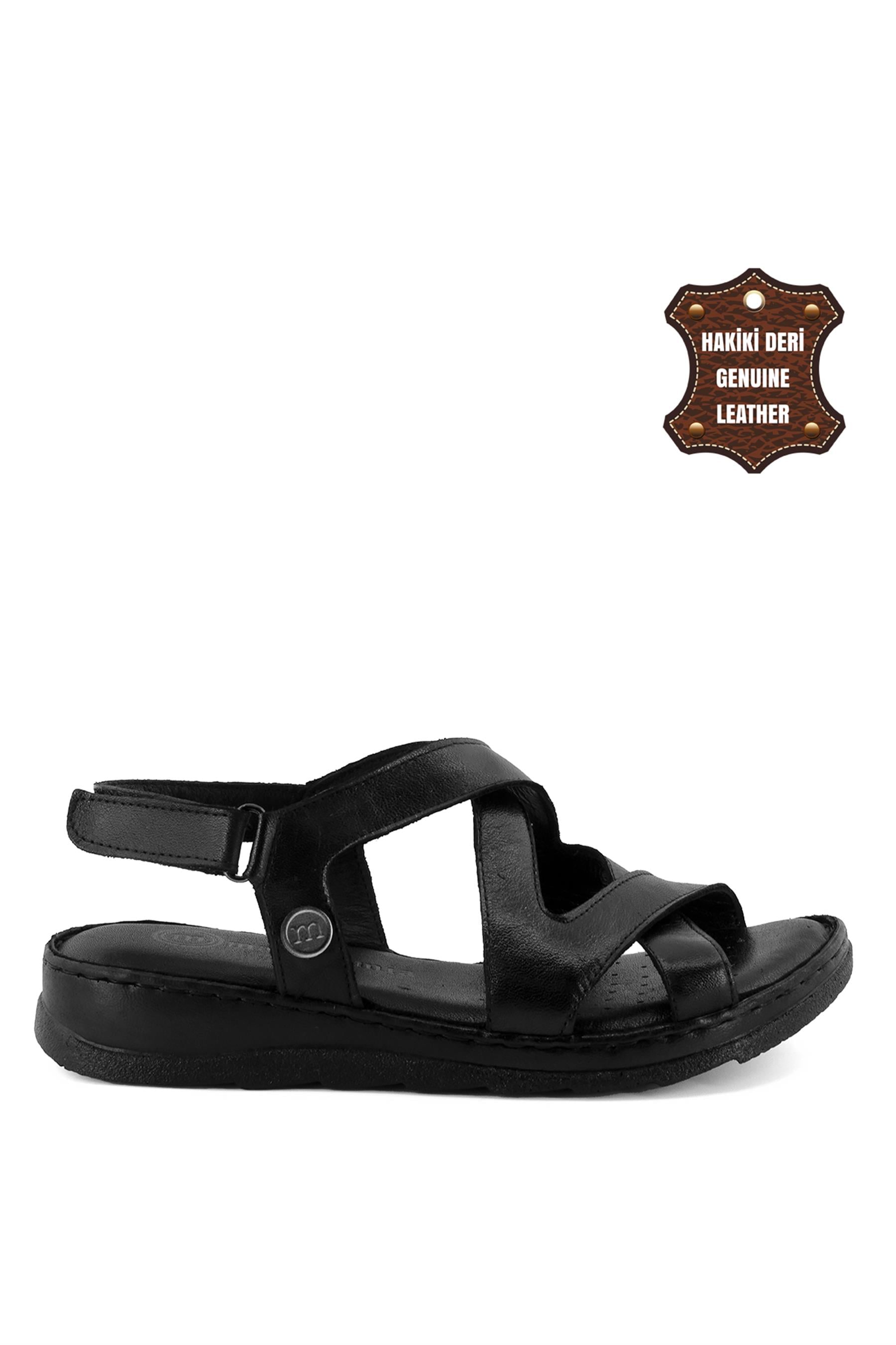 Mammamia D23YS-1145C Kadın Hakiki Deri Sandalet Siyah