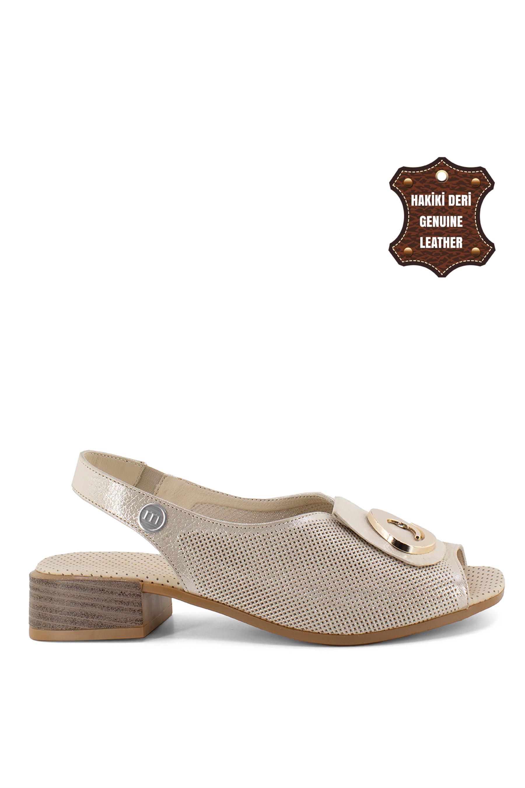 Mammamia D23YS-1340C Kadın Hakiki Deri Sandalet Dore