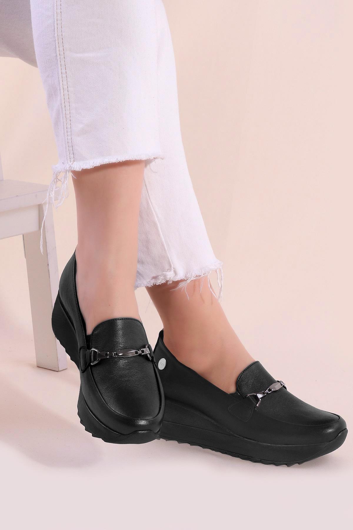 Mammamia D24YA-3745 Kadın Deri Casual Ayakkabı Siyah