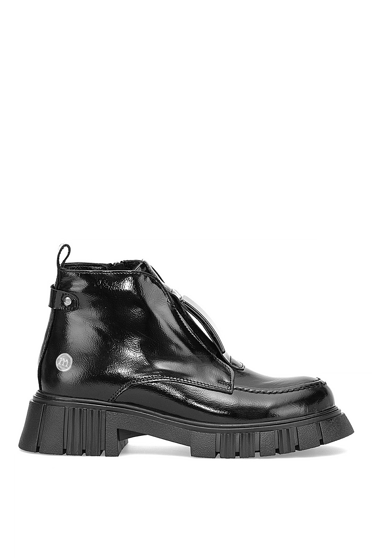 Mammamia D25KB-1620 Kadın Hakiki Rugan Deri Topuklu Bot Siyah