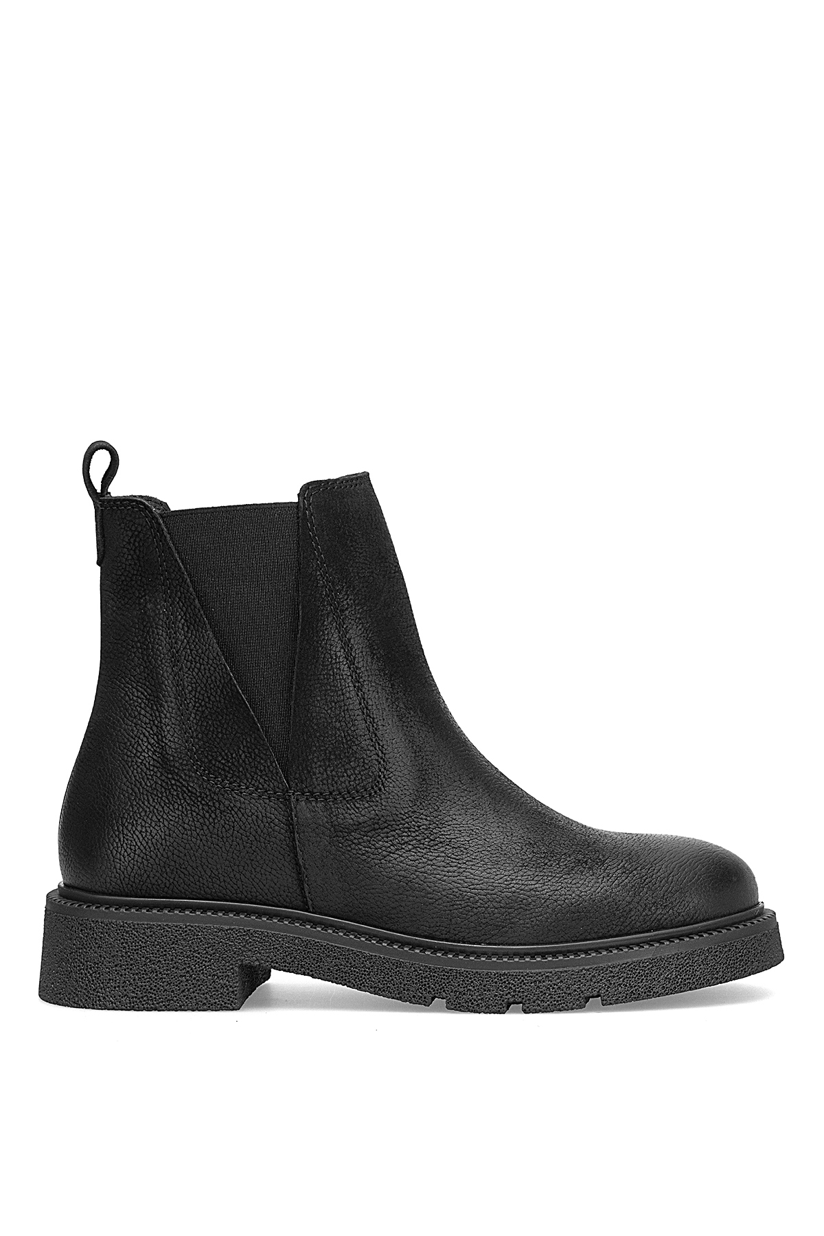 Mammamia D25KB-8335 Kadın Hakiki Nubuk Deri Chelsea Bot Siyah