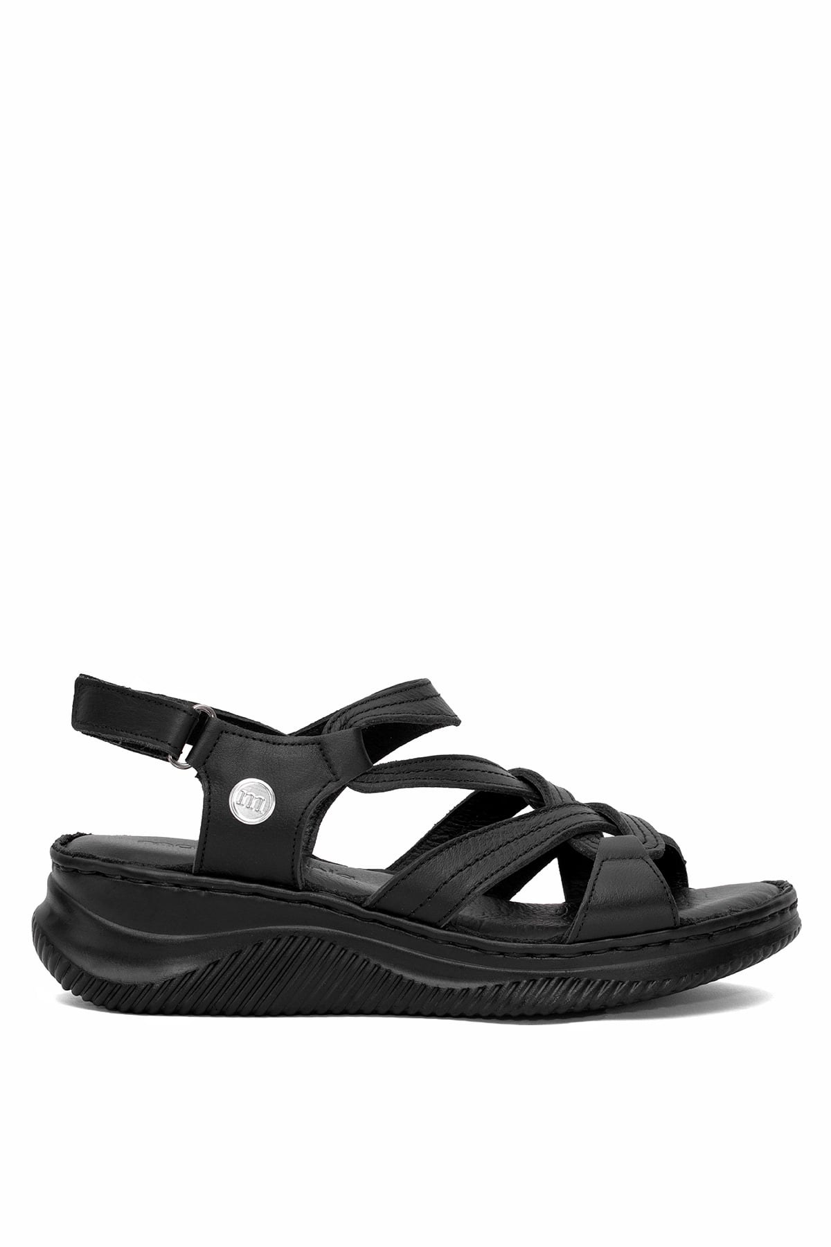 Mammamia D25YS-2265 Kadın Hakiki Deri Dolgu Topuk Sandalet Siyah
