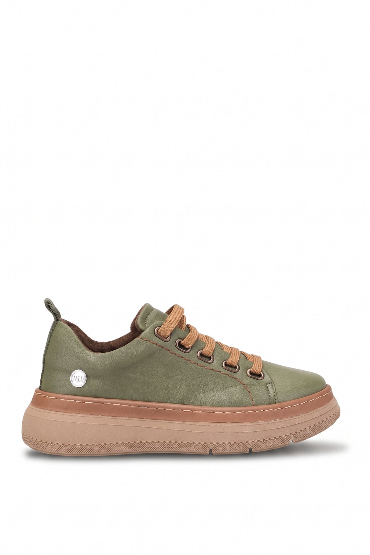 Mammamia D26KA-605 Kadın Hakiki Deri Casual Ayakkabı Haki