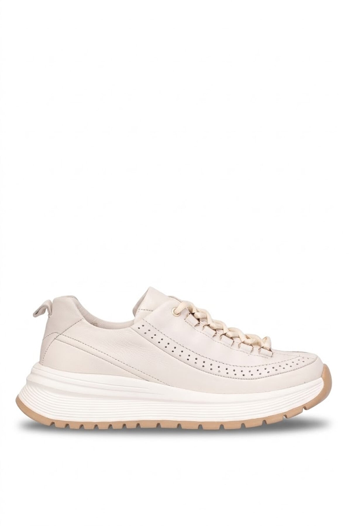 Mammamia D26YA-3905 Kadın Hakiki Deri Casual Ayakkabı Krem