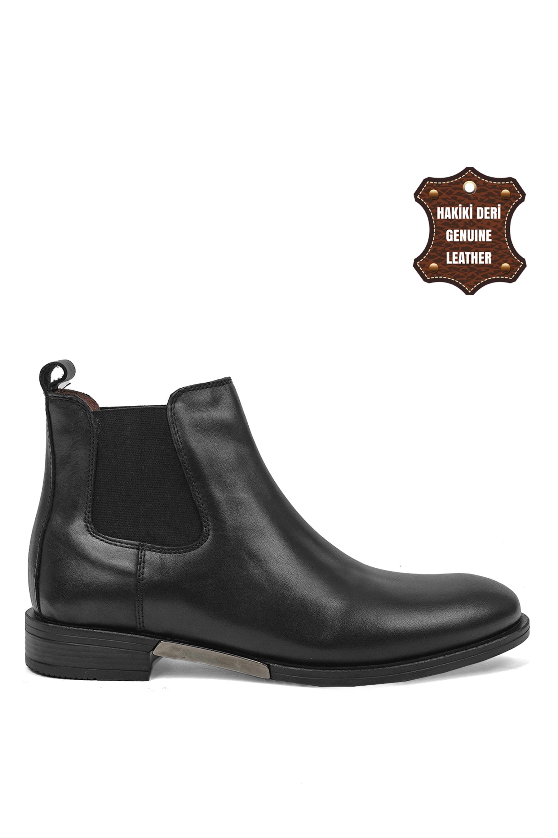 Marcomen 12275 Erkek Hakiki Deri Chelsea Bot Siyah