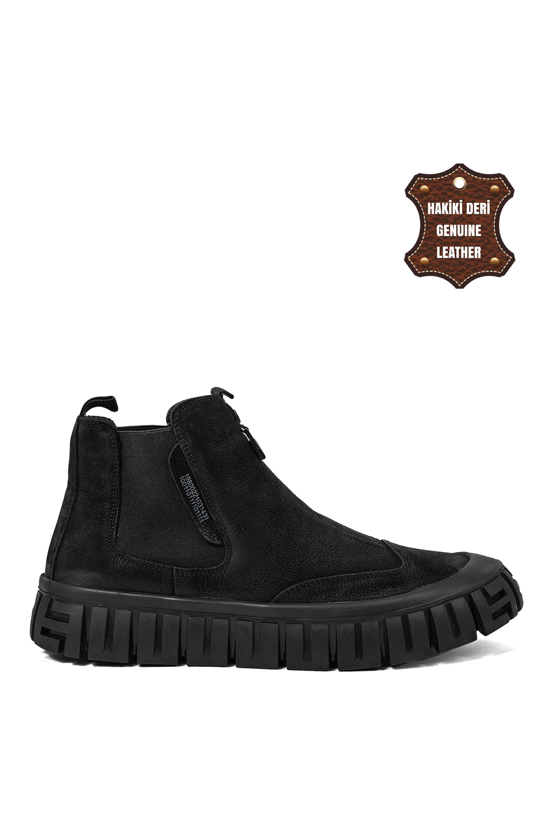 Marcomen 16197 Erkek Hakiki Deri Chelsea Bot Siyah