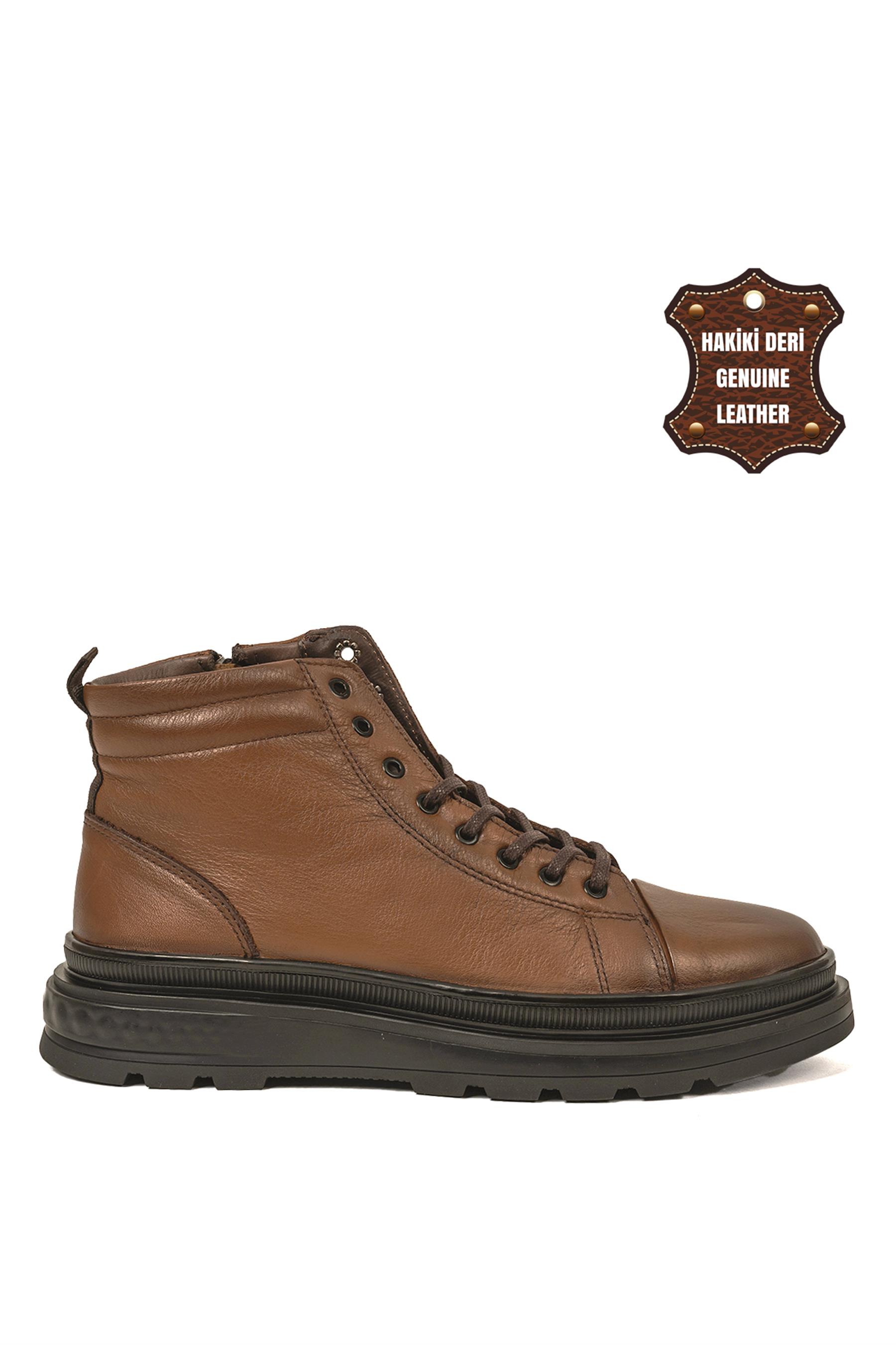 Marcomen 18473 Erkek Hakiki Deri Düz Bot Taba