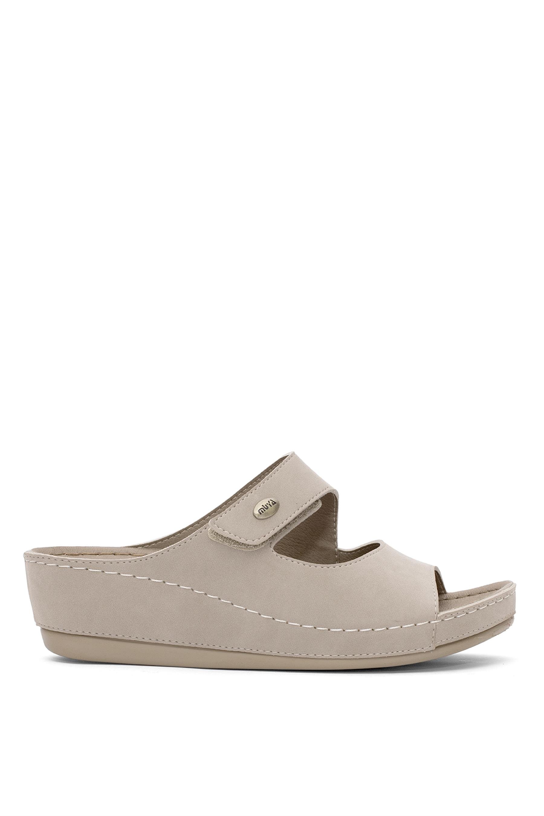 Muya 35208-3221 Anyar Kadın Ortopedik Düz Terlik Vizon