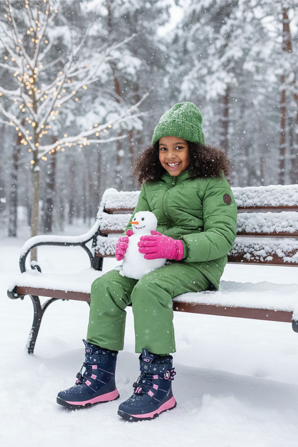 Ndrops YSEYL014 Kız Çocuk Kar Botu Lacivert - Pembe