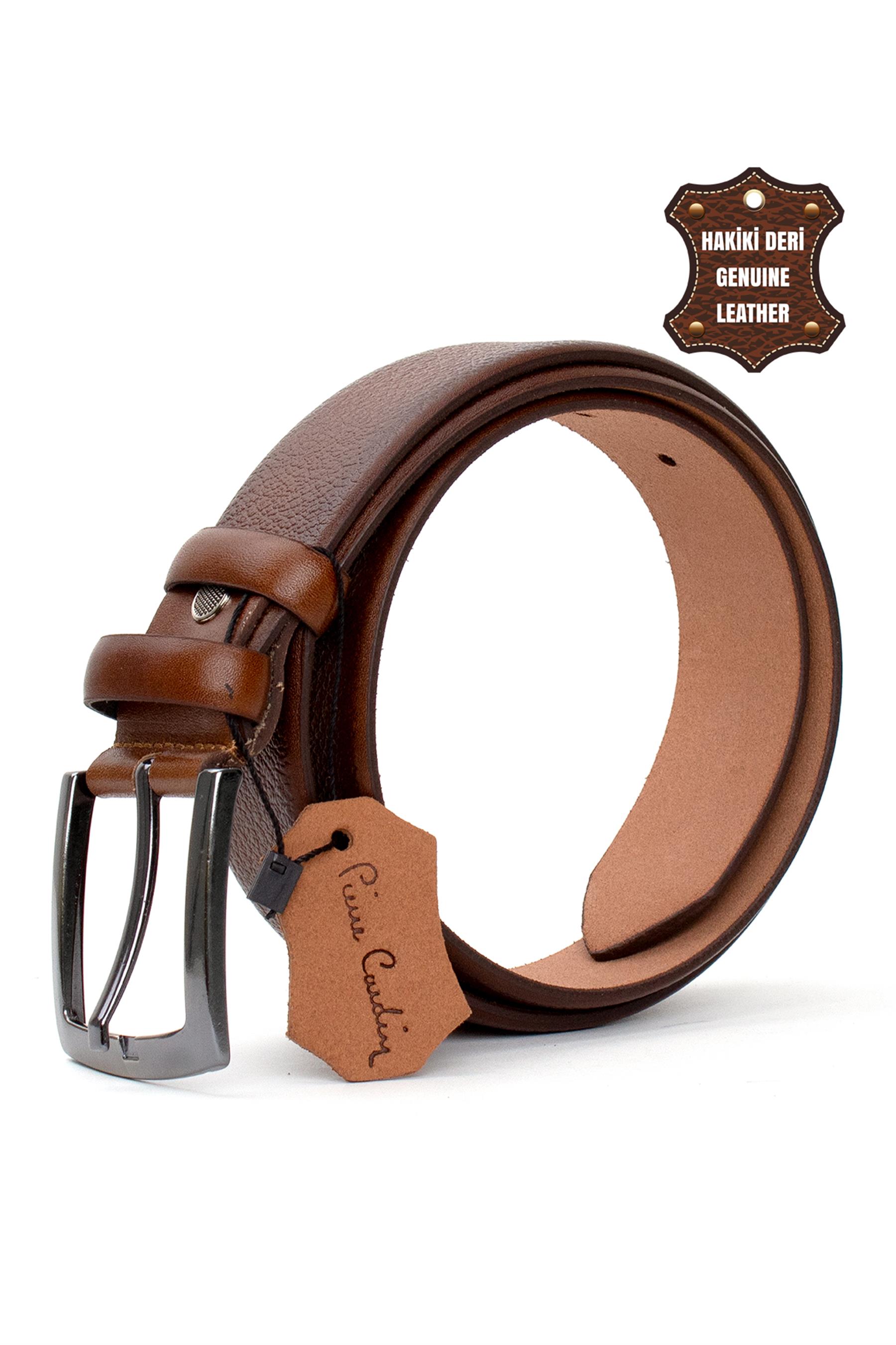 Pierre Cardin PC404 Erkek 4 cm Hakiki Deri Kemer Camel