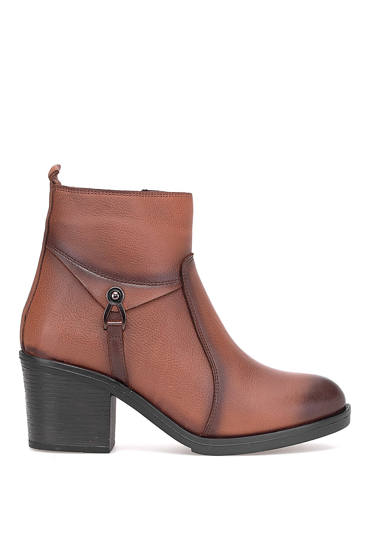 Voyager 9361 Kadın Hakiki Deri Topuklu Bot Taba