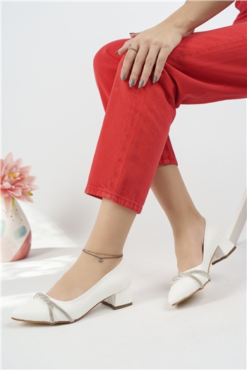 Elit Mst522C Kadın Topuklu Ayakkabı Beyaz