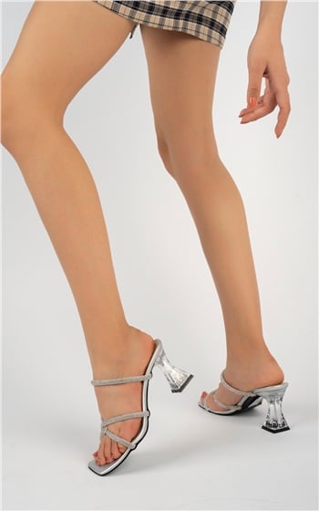 Elit Mst932C Kadın Topuklu Ayakkabı Gümüş