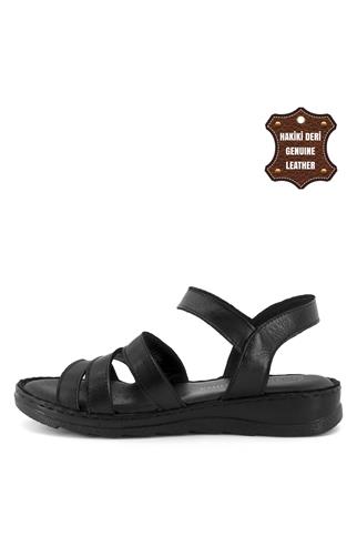 Mammamia D23YS-1195C Kadın Hakiki Deri Sandalet Siyah