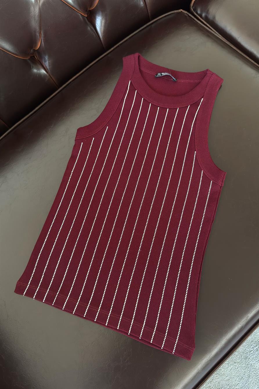 Şerit Taşlı Kaşkorse Atlet- BORDO