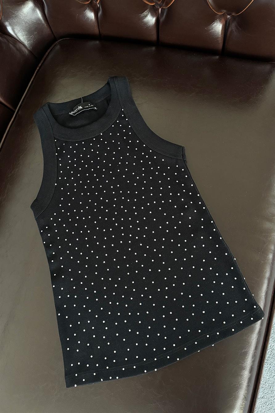 Taşlı Kaşkorse Atlet- SİYAH