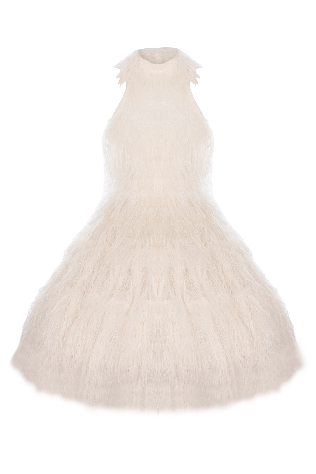 Tüylü Boyun  Bağlamalı Dress