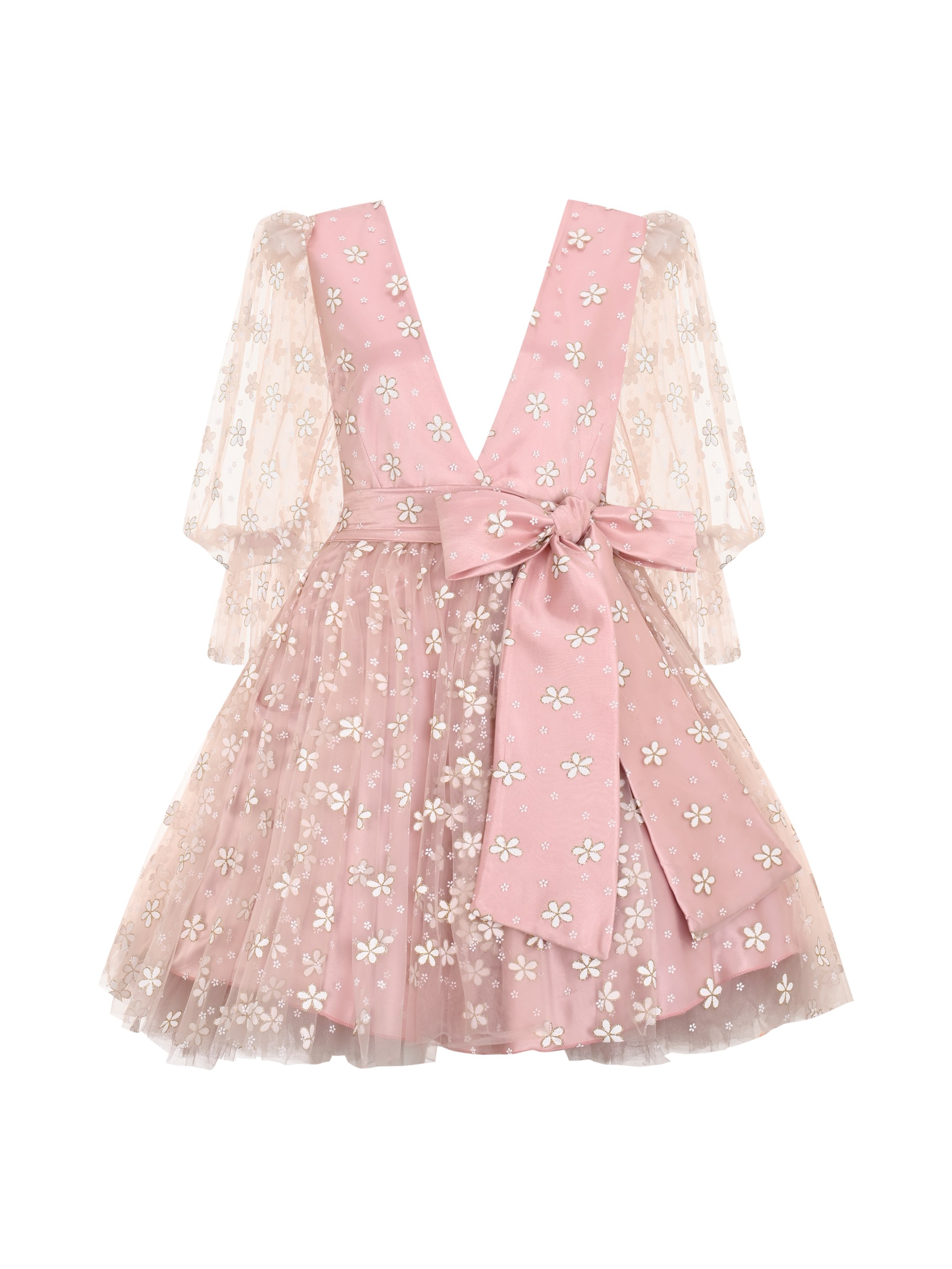 Çiçek Desenli Tulle Elbise