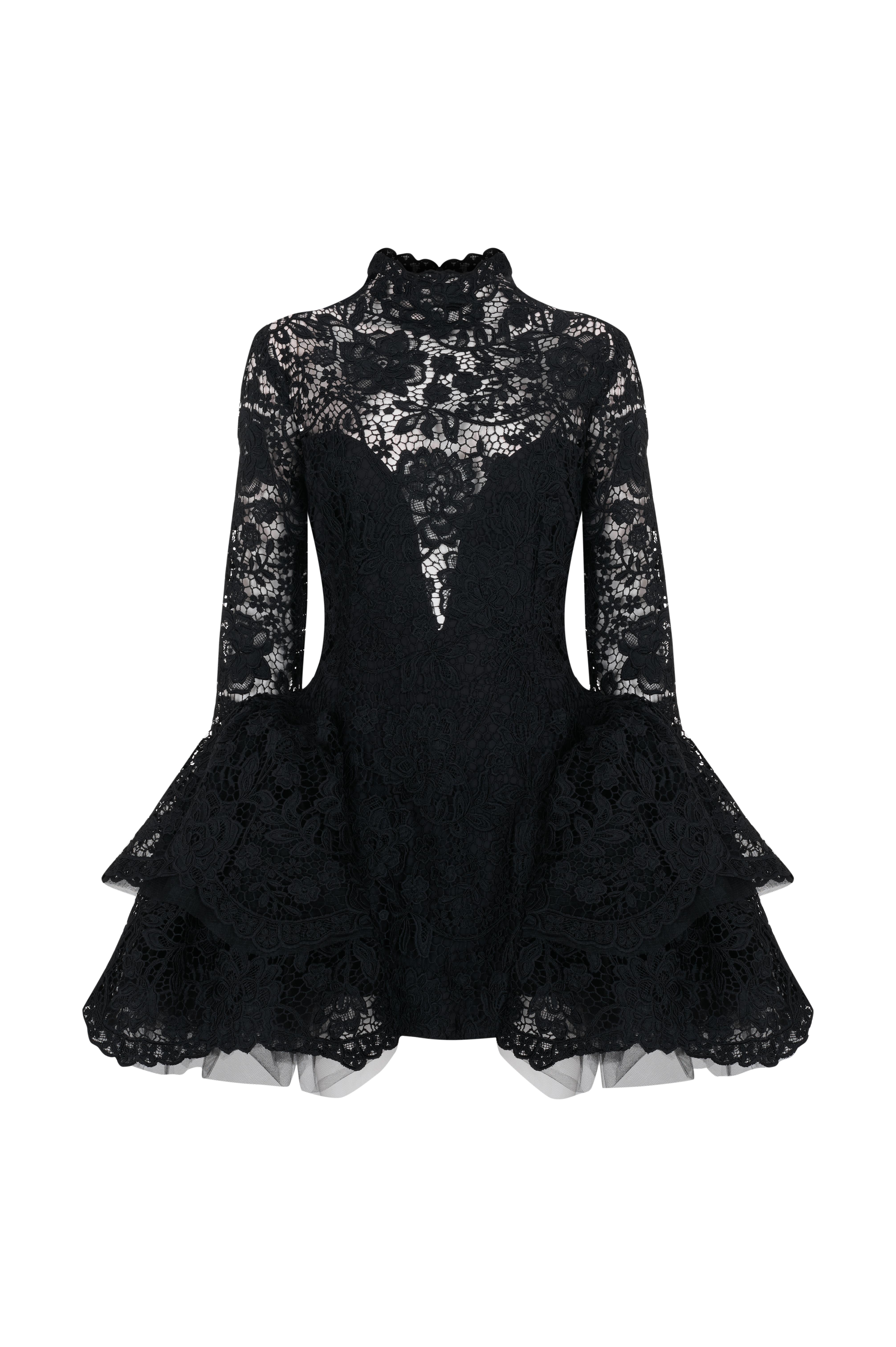 Transparan Siyah Gece Elbise