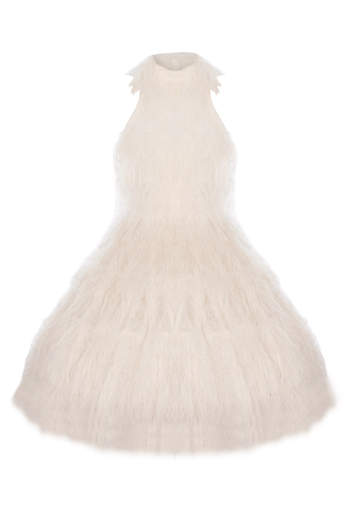 Tüylü Boyun  Bağlamalı Dress