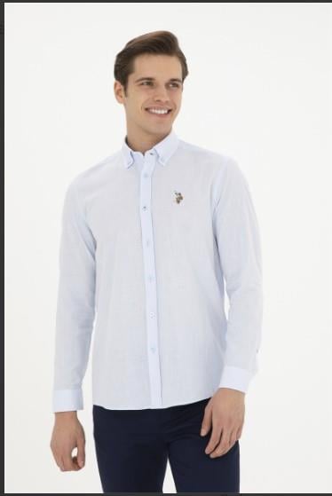 U.S.POLO ASSN Erkek ENZOGL024Y U.Kol Keten Gömlek 1829583
